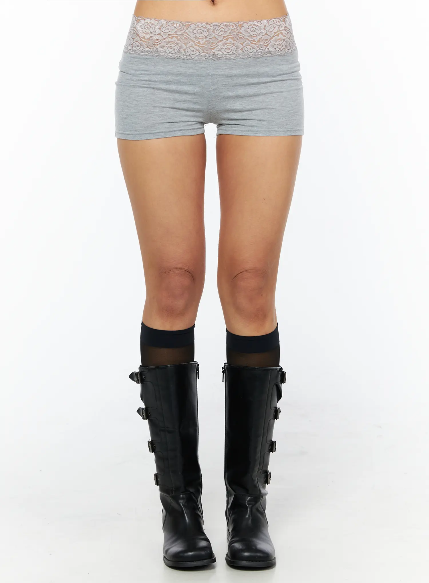 Lace Trim Cotton Micro Shorts CU518