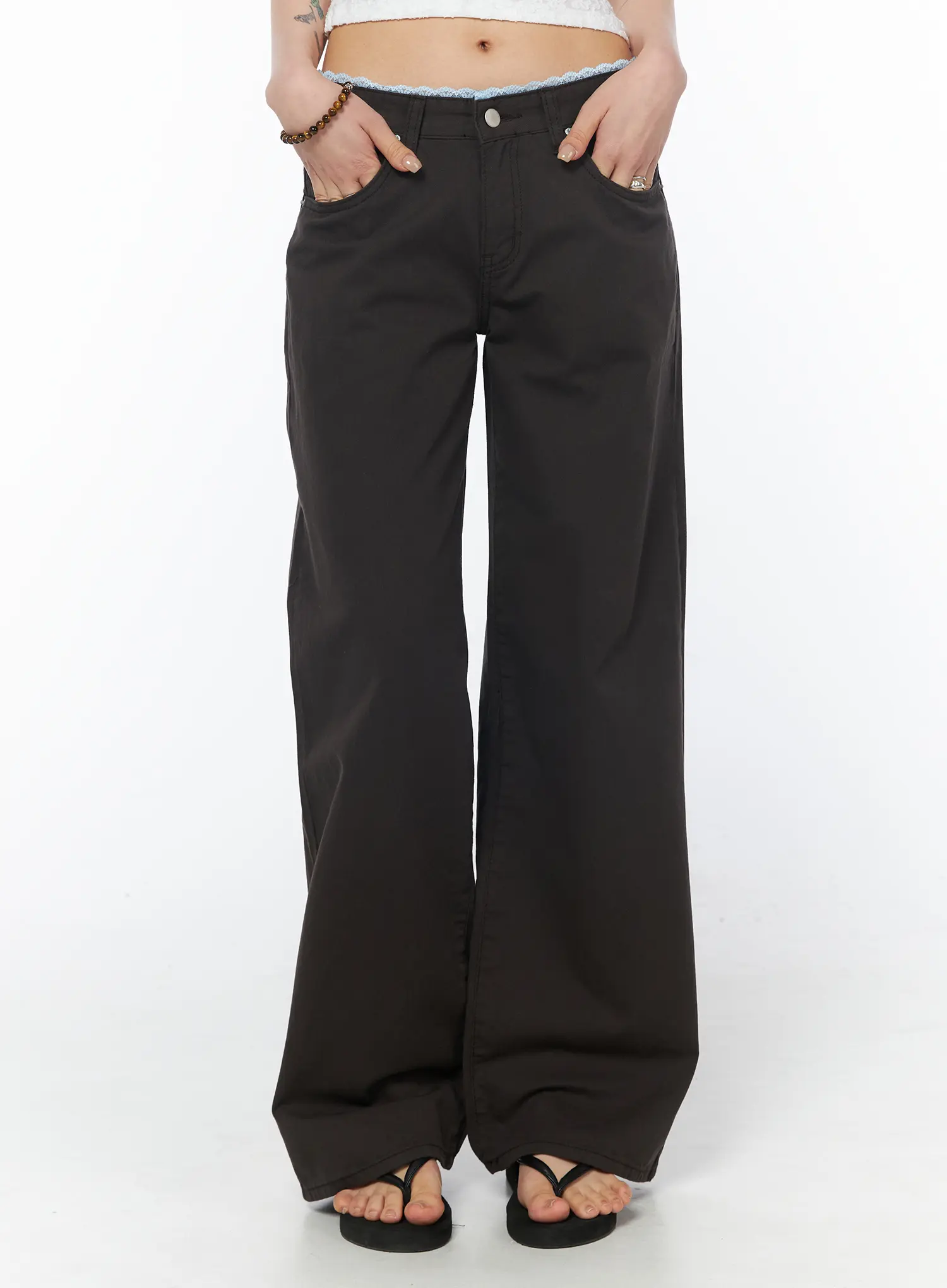 Lace Trim Cotton Pants CY528