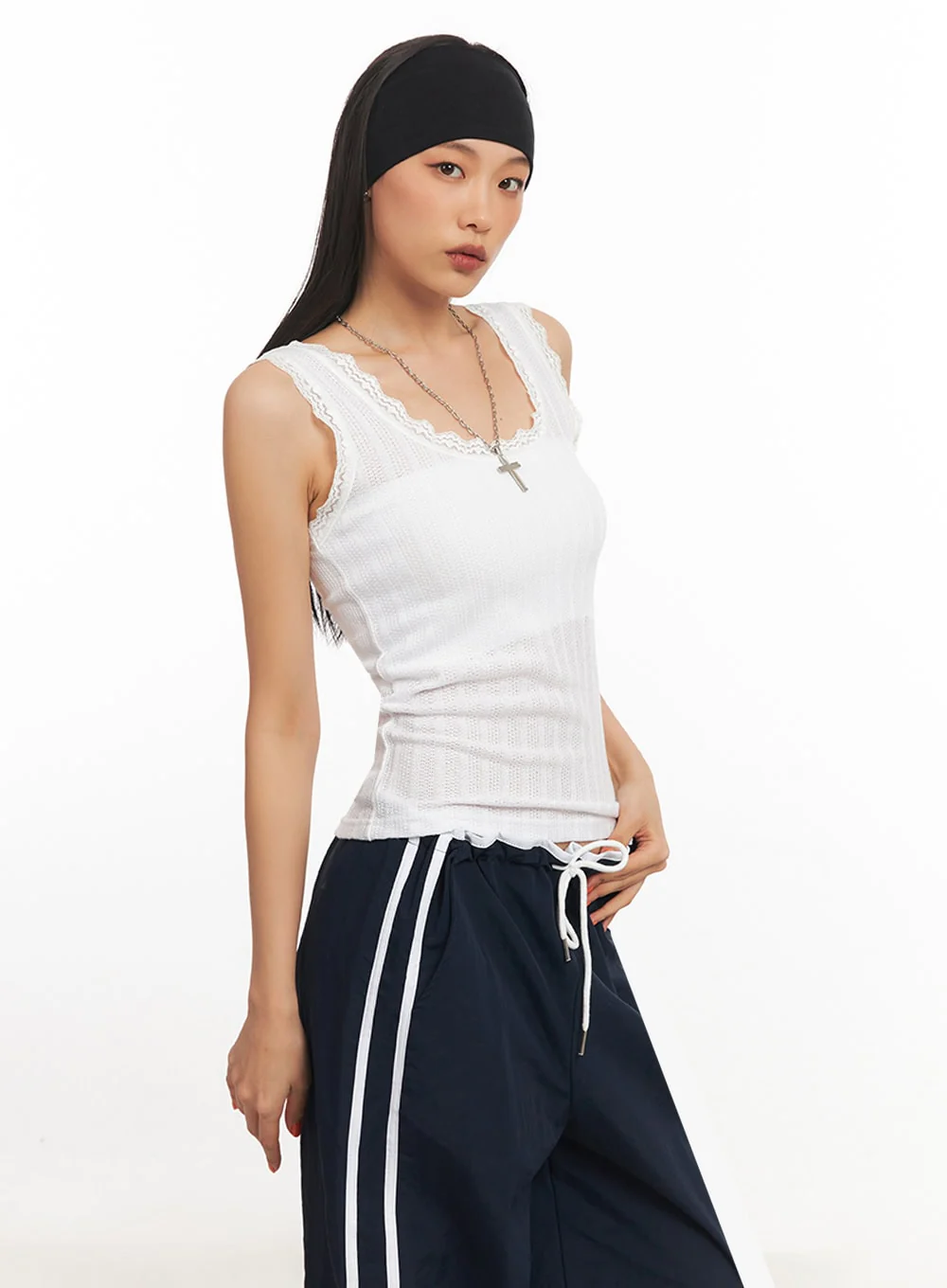 Lace-Trim Fitted Tank IA507 - Image 8