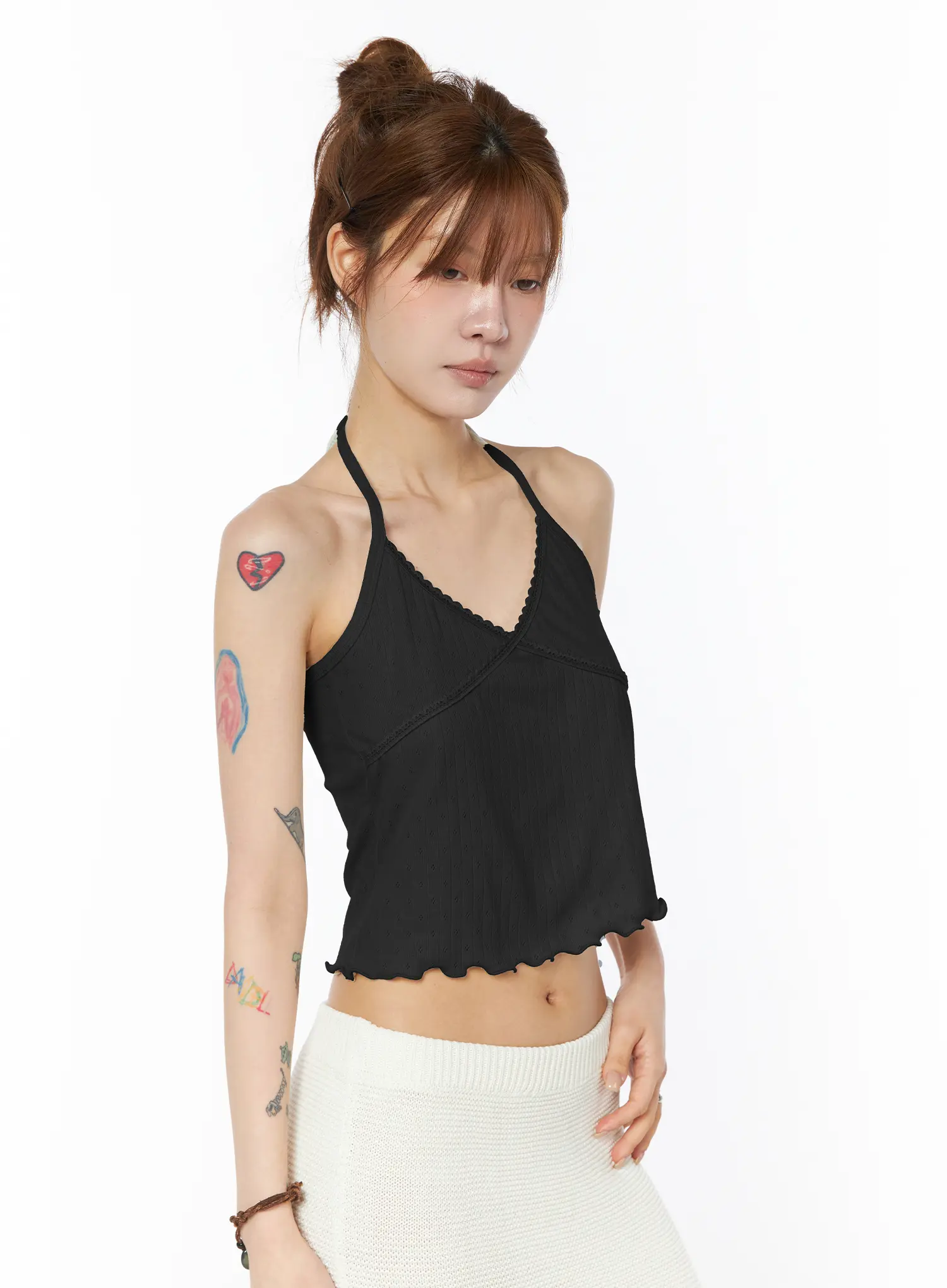 Lace Trim Halter Sleeveless Top CY527 - Image 10