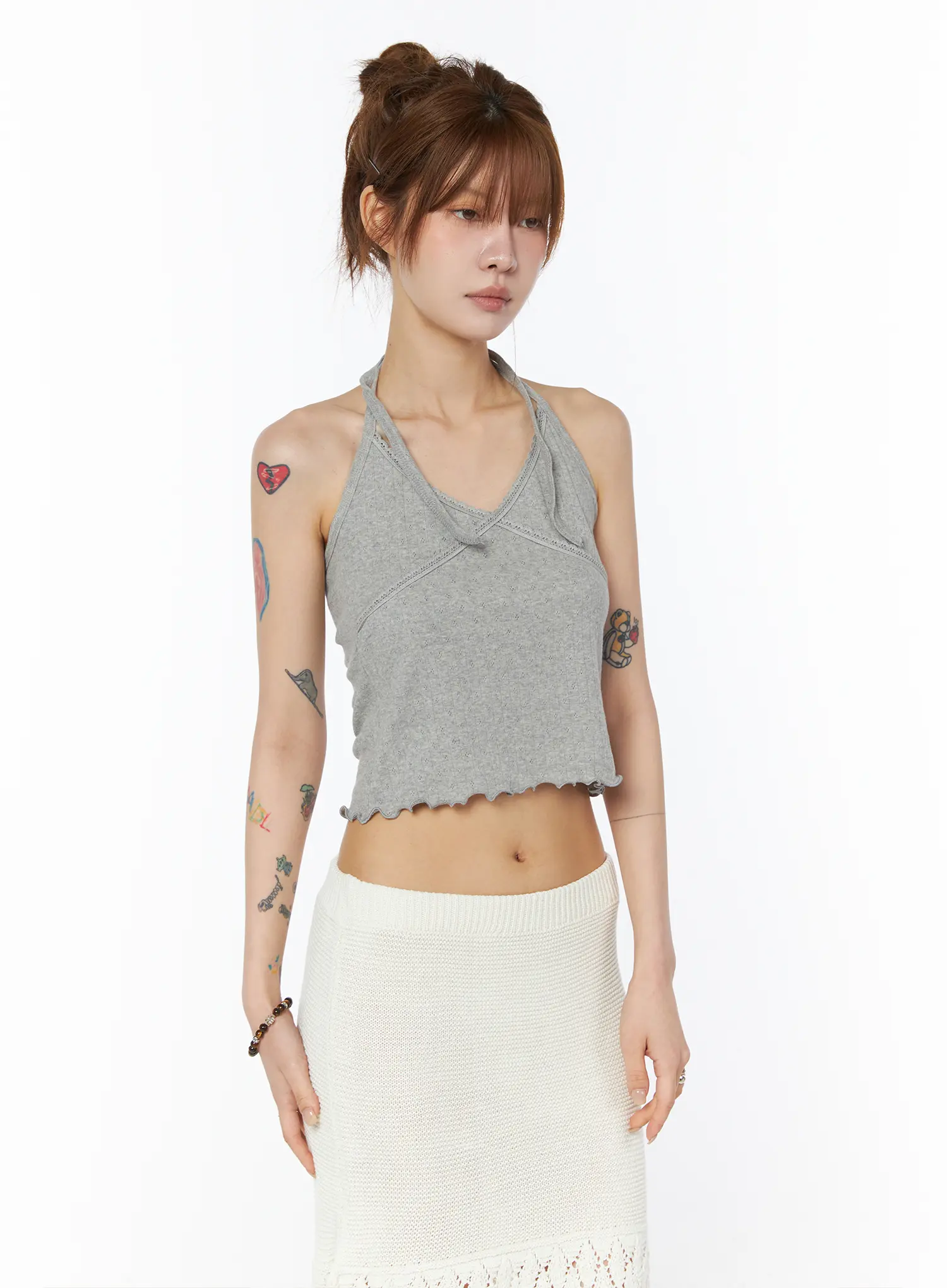 Lace Trim Halter Sleeveless Top CY527 - Image 11