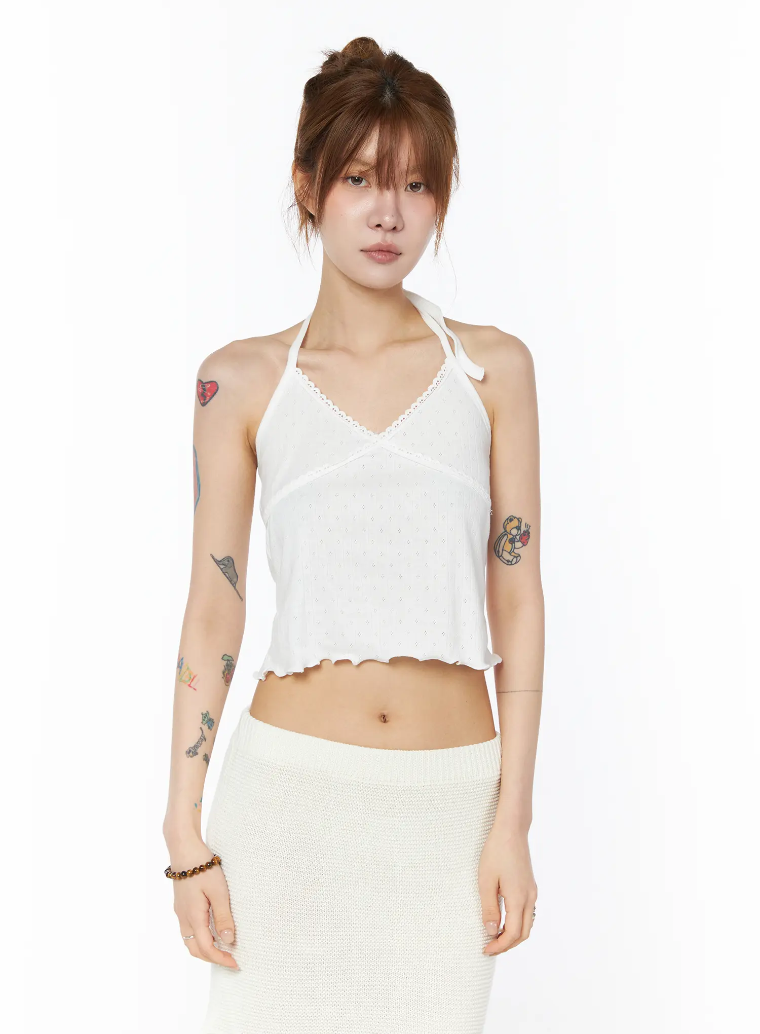 Lace Trim Halter Sleeveless Top CY527 - Image 12