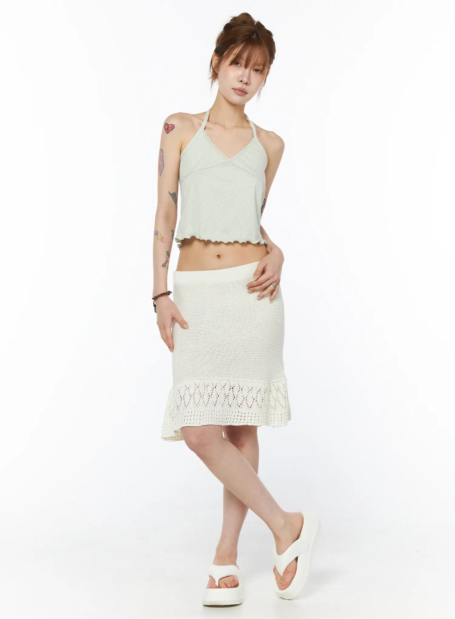 Lace Trim Halter Sleeveless Top CY527 - Image 3
