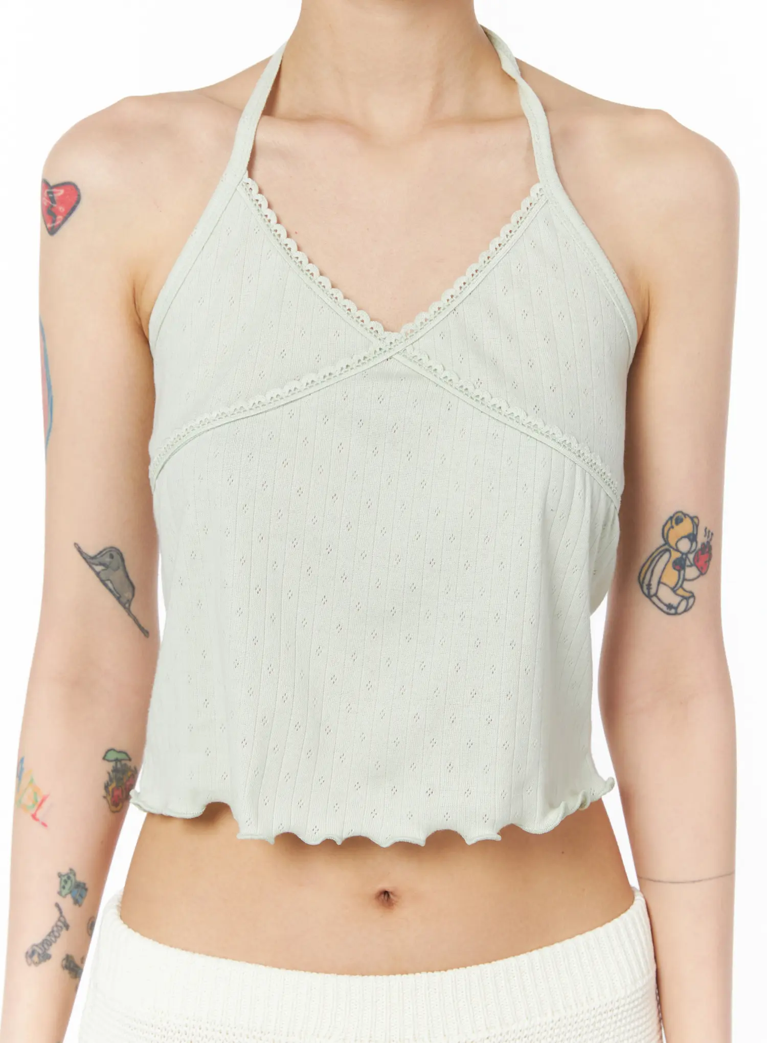 Lace Trim Halter Sleeveless Top CY527 - Image 4