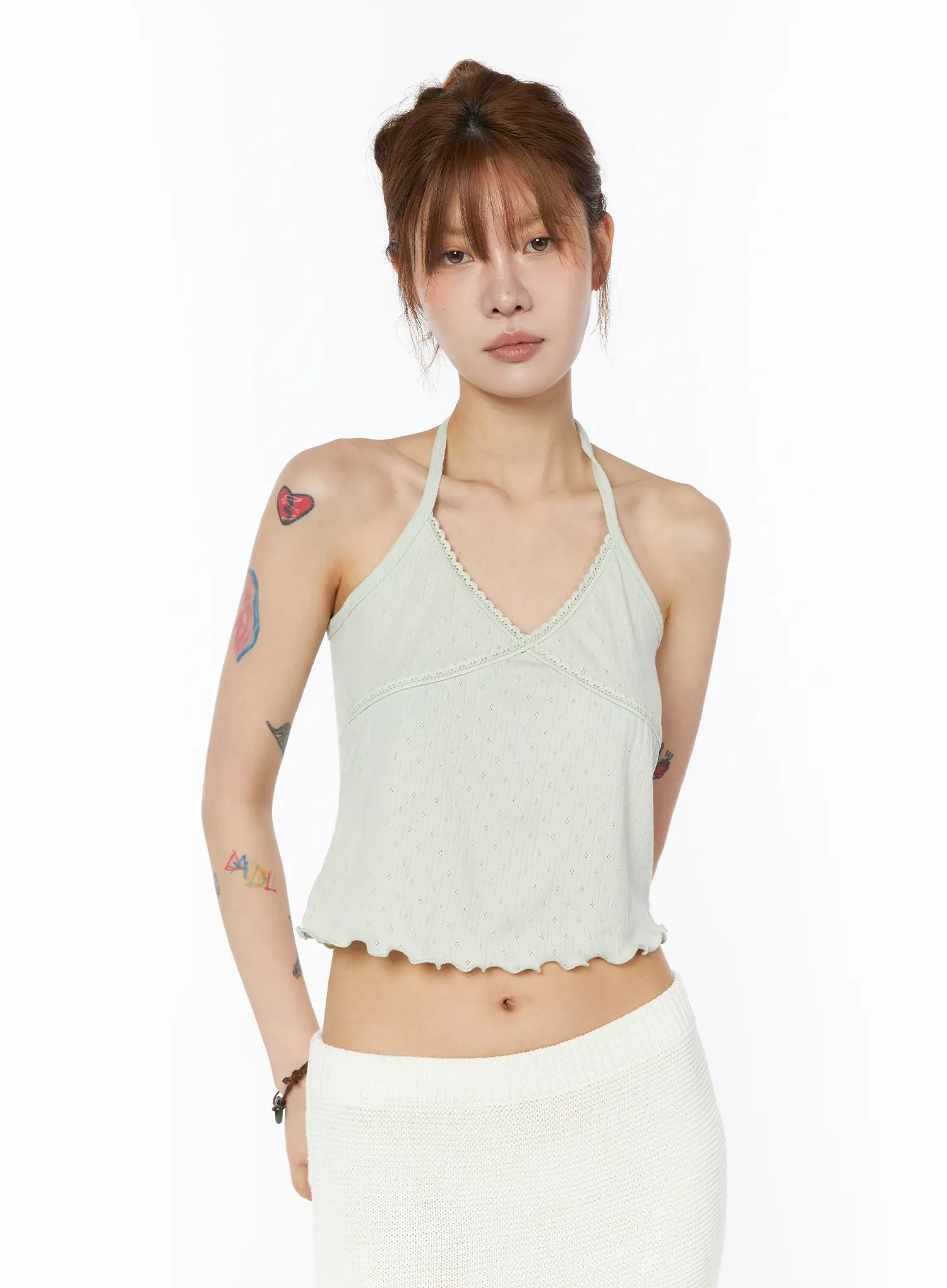 Lace Trim Halter Sleeveless Top CY527 - Image 5