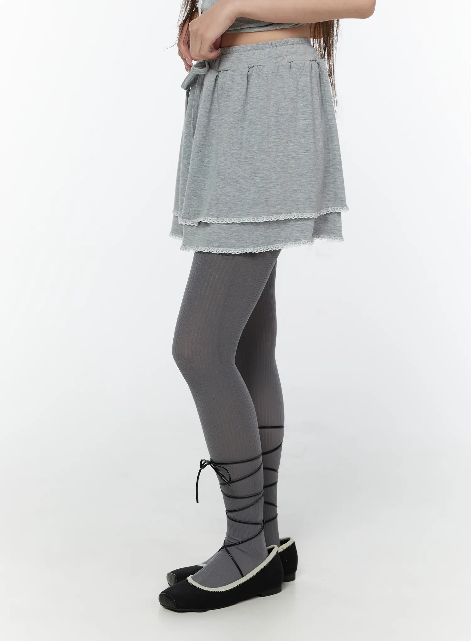 Lace Trim Layered Mini Skirt CY519 - Image 3