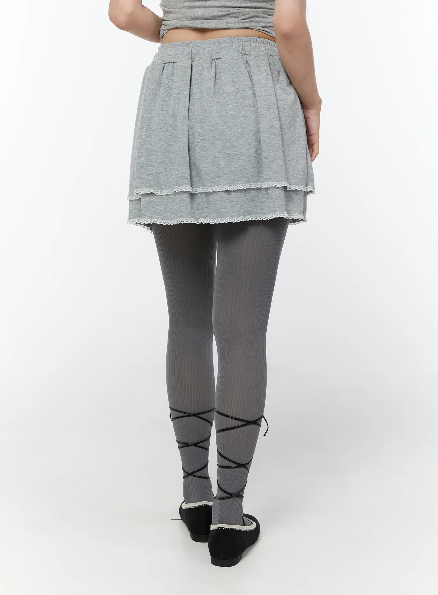 Lace Trim Layered Mini Skirt CY519 - Image 4