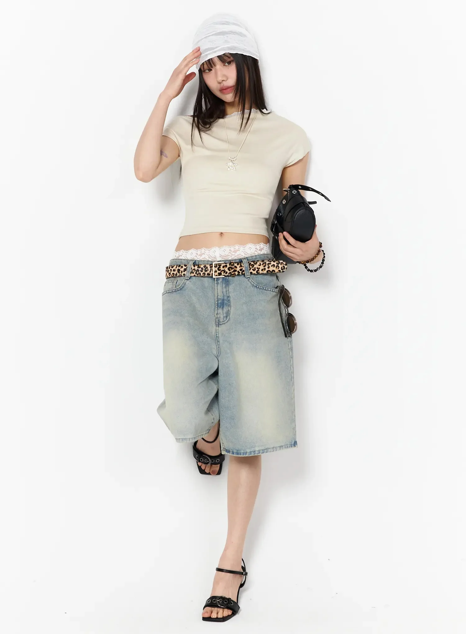 Lace Trim Off-Shoulder Crop Top IY525 - Image 11