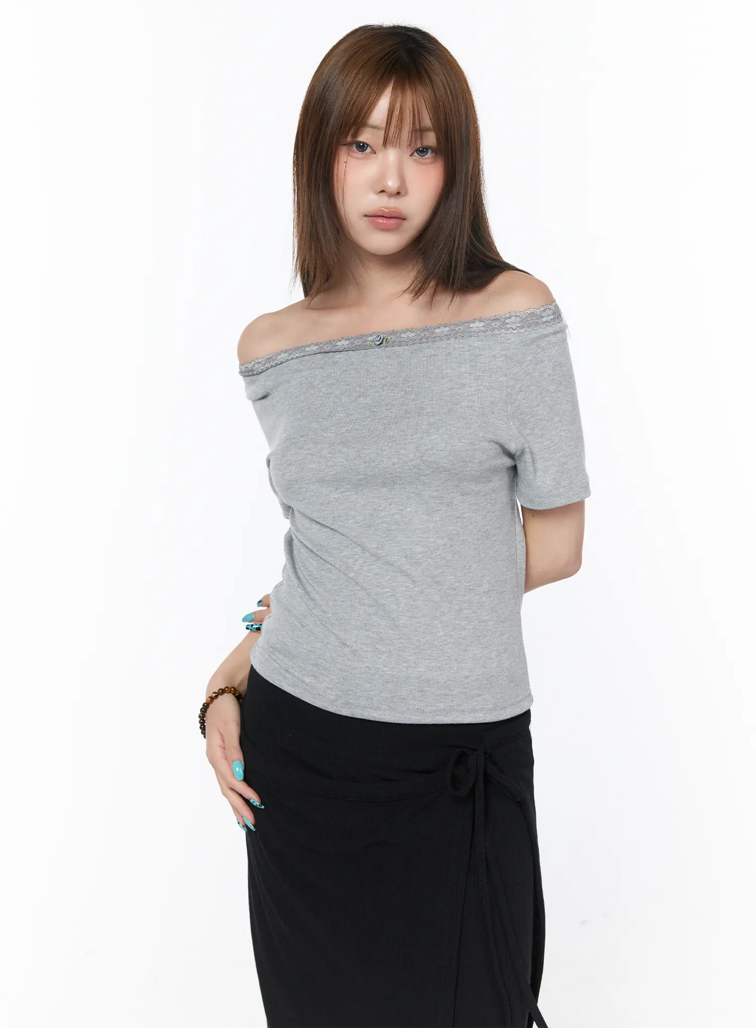 Lace Trim Off-Shoulder Tee CY529 - Image 10