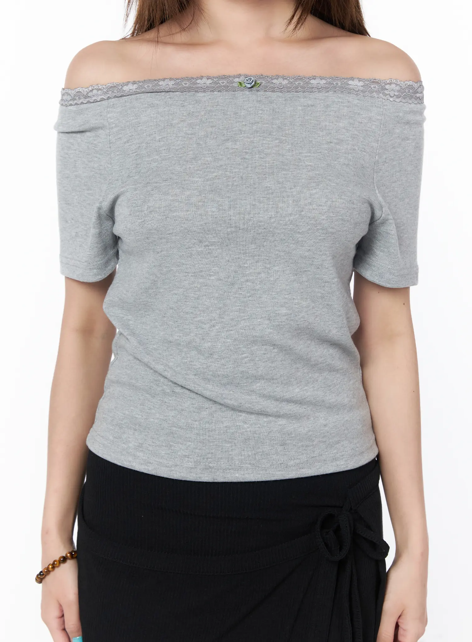 Lace Trim Off-Shoulder Tee CY529 - Image 8