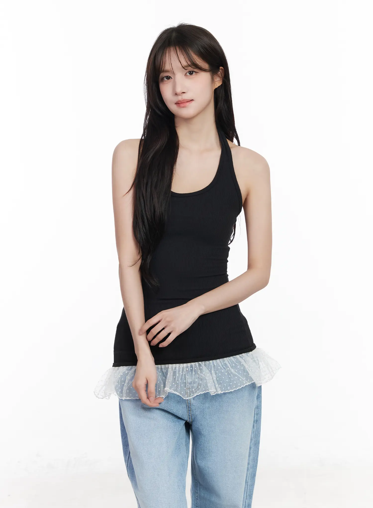 Lace Trim Ribbed Halter Top CM527 - Image 11
