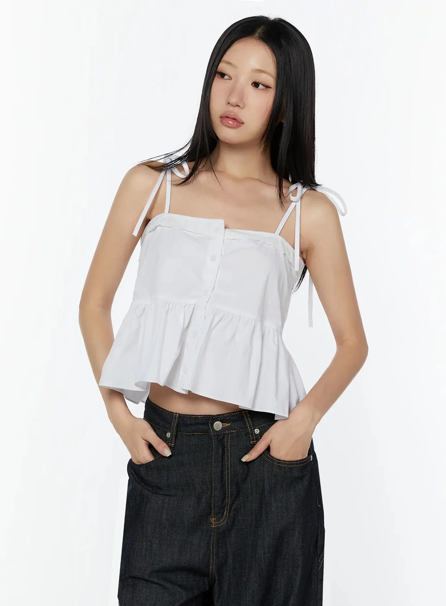 Lace Trim Ruffle Blouse IY526 - Image 3