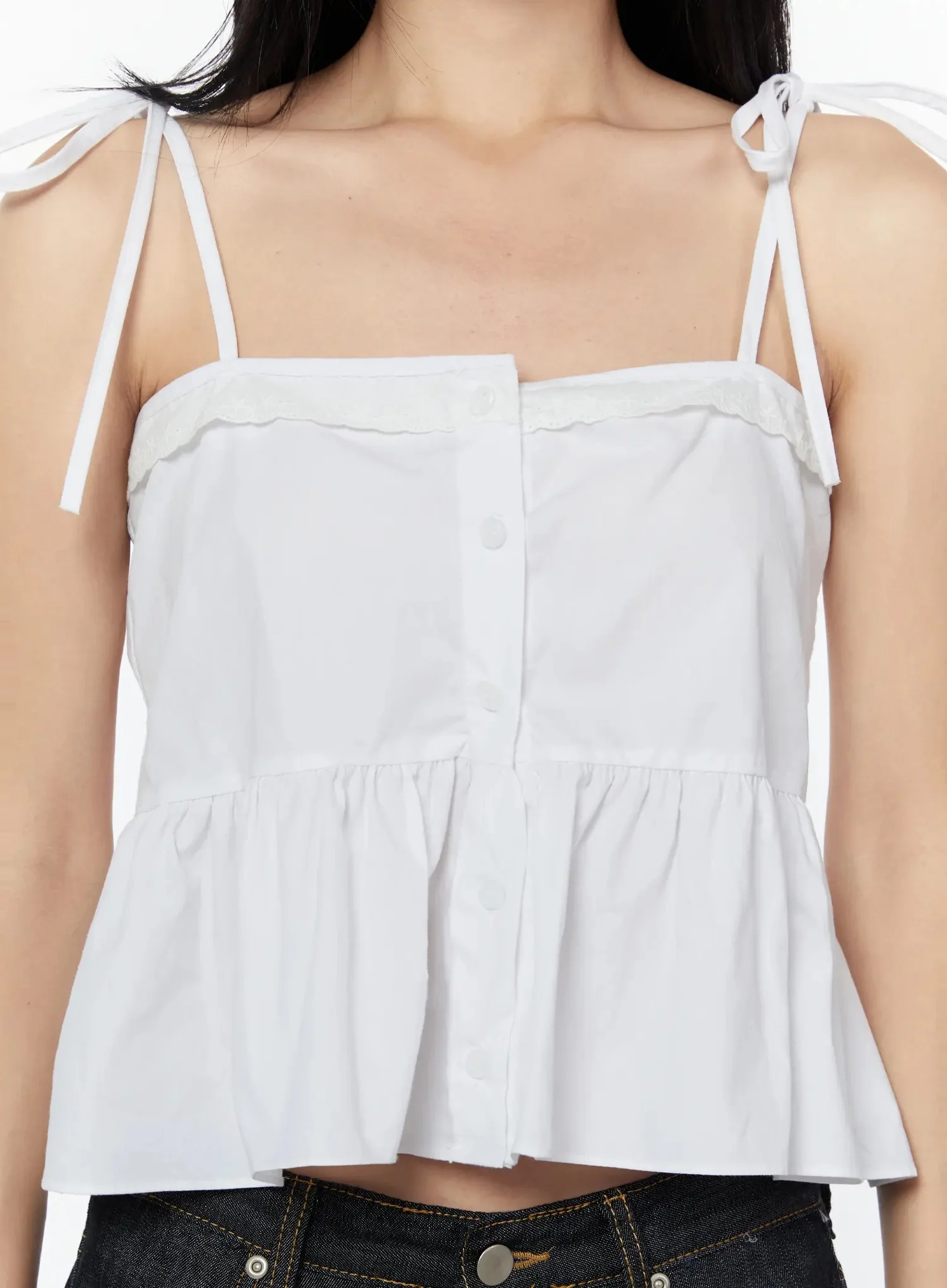 Lace Trim Ruffle Blouse IY526 - Image 4