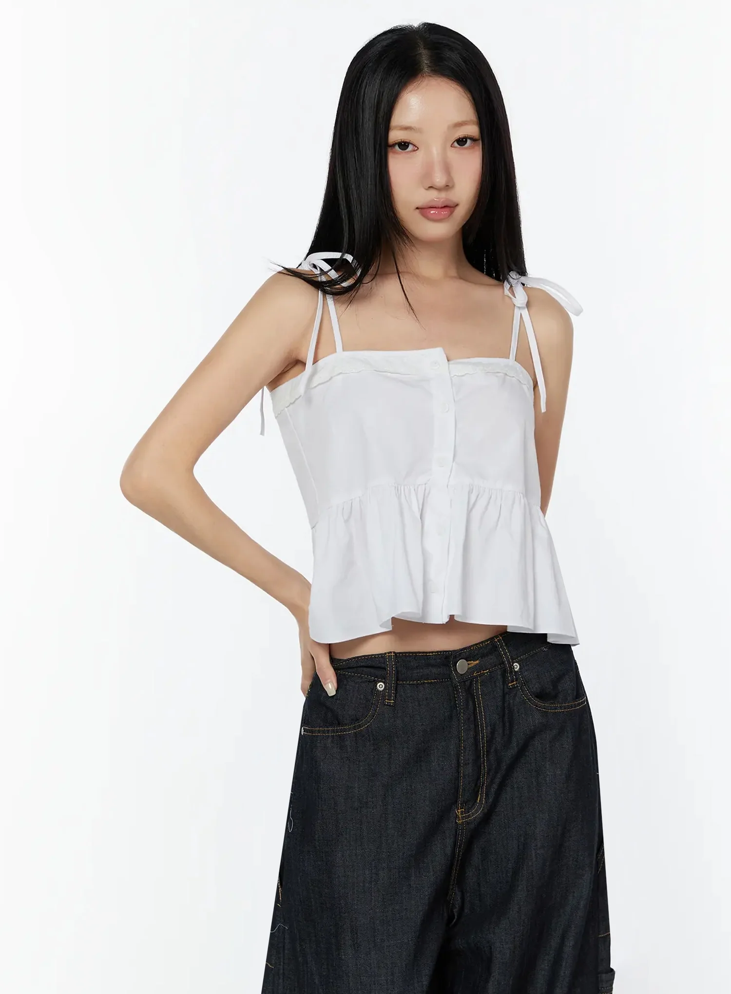 Lace Trim Ruffle Blouse IY526 - Image 7