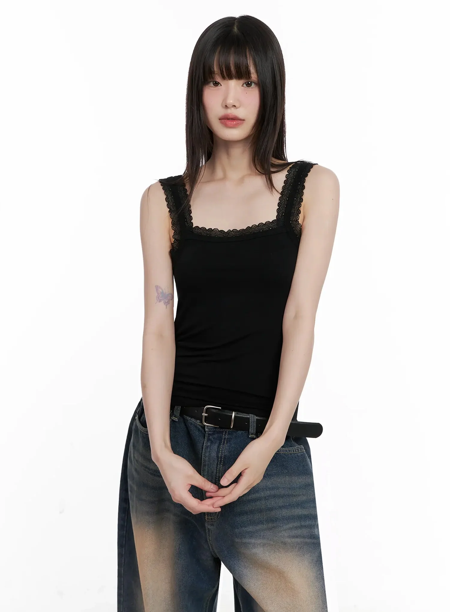 Lace-Trim Sleeveless Tank Top IL531 - Image 7