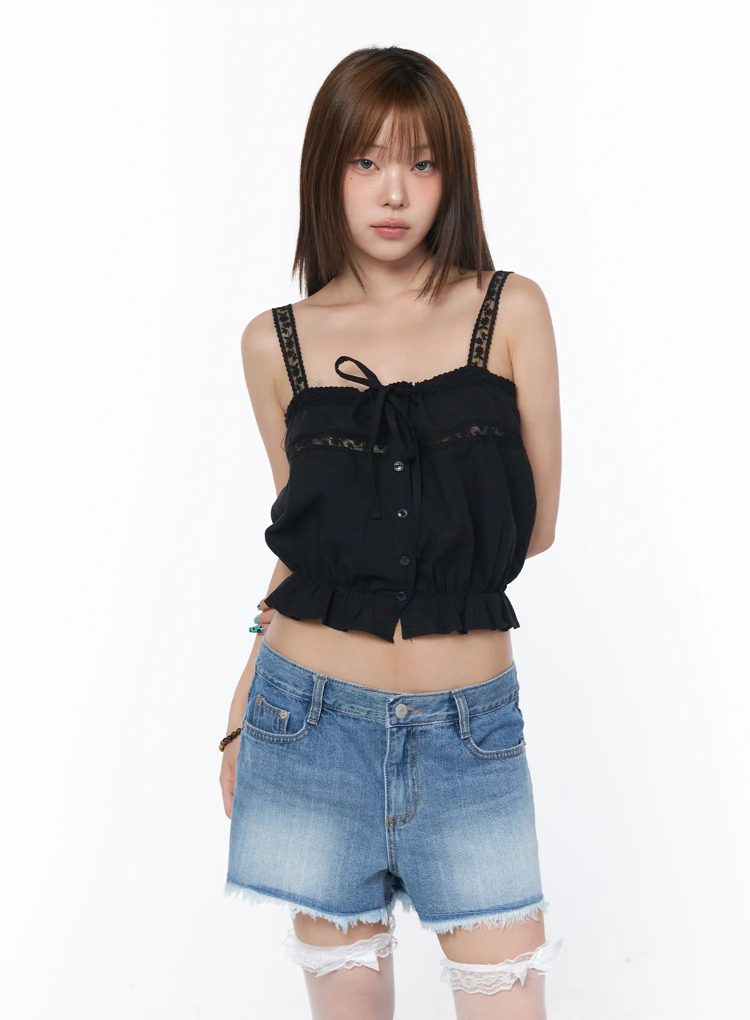 Lace Trim Sleeveless Top CY529 - Image 2