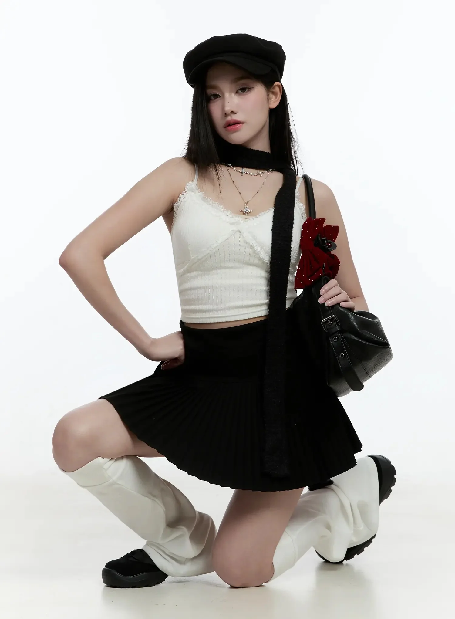 Lace Trim Sleeveless Top IO527