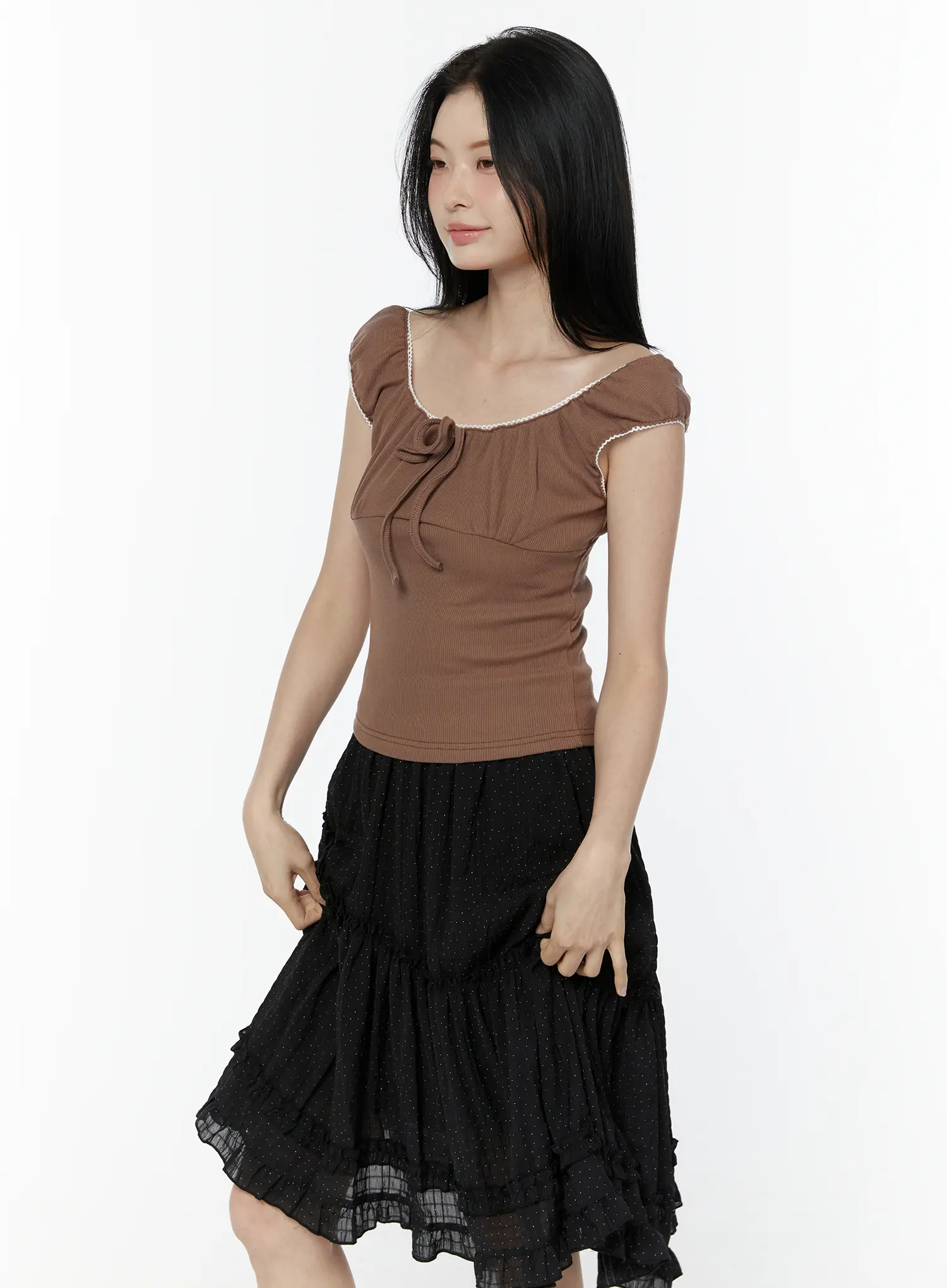 Lace-Trim Sleeveless Top IU505 - Image 11