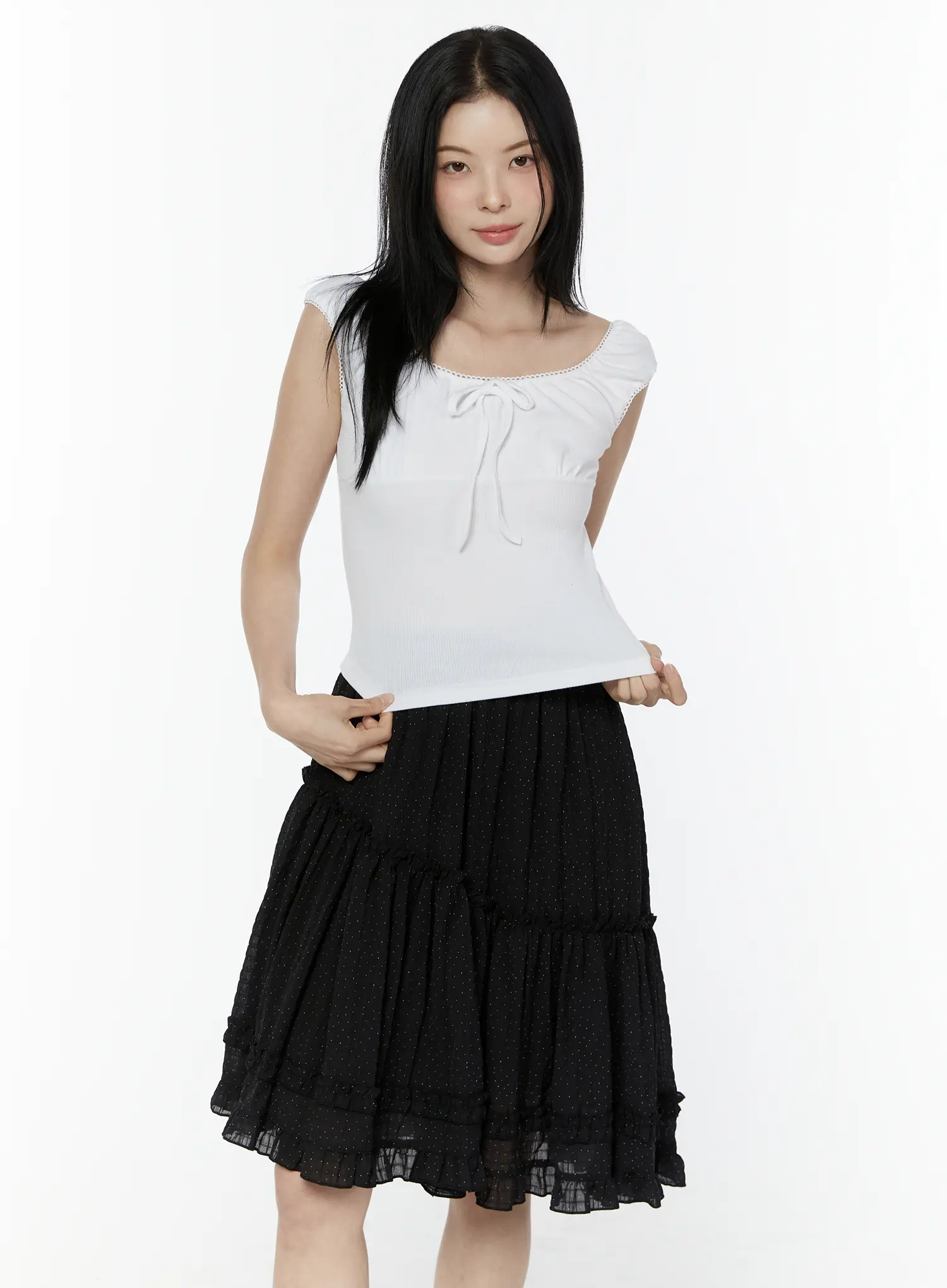 Lace-Trim Sleeveless Top IU505 - Image 9