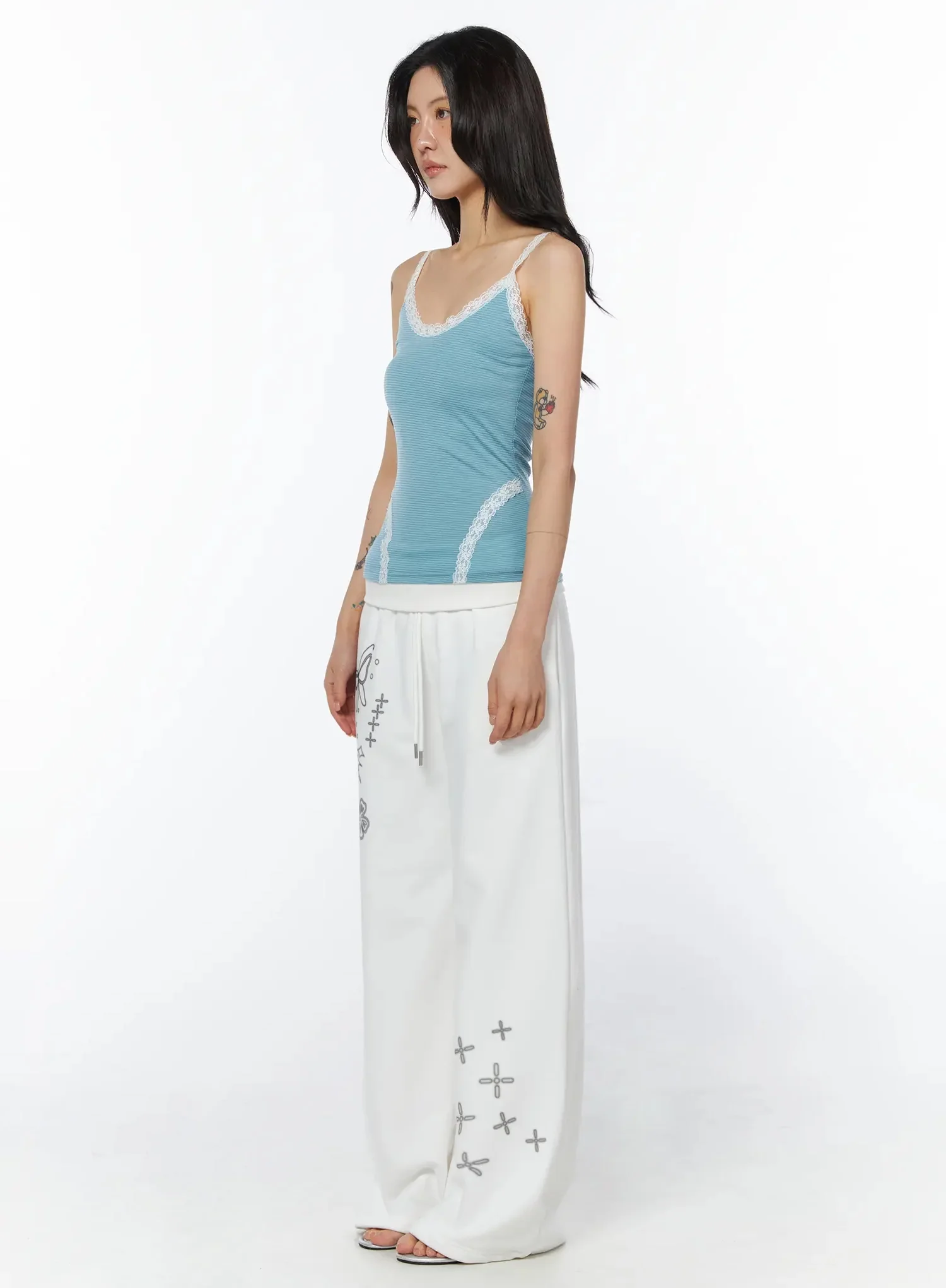 Lace Trim Striped Cami Top IU508 - Image 4