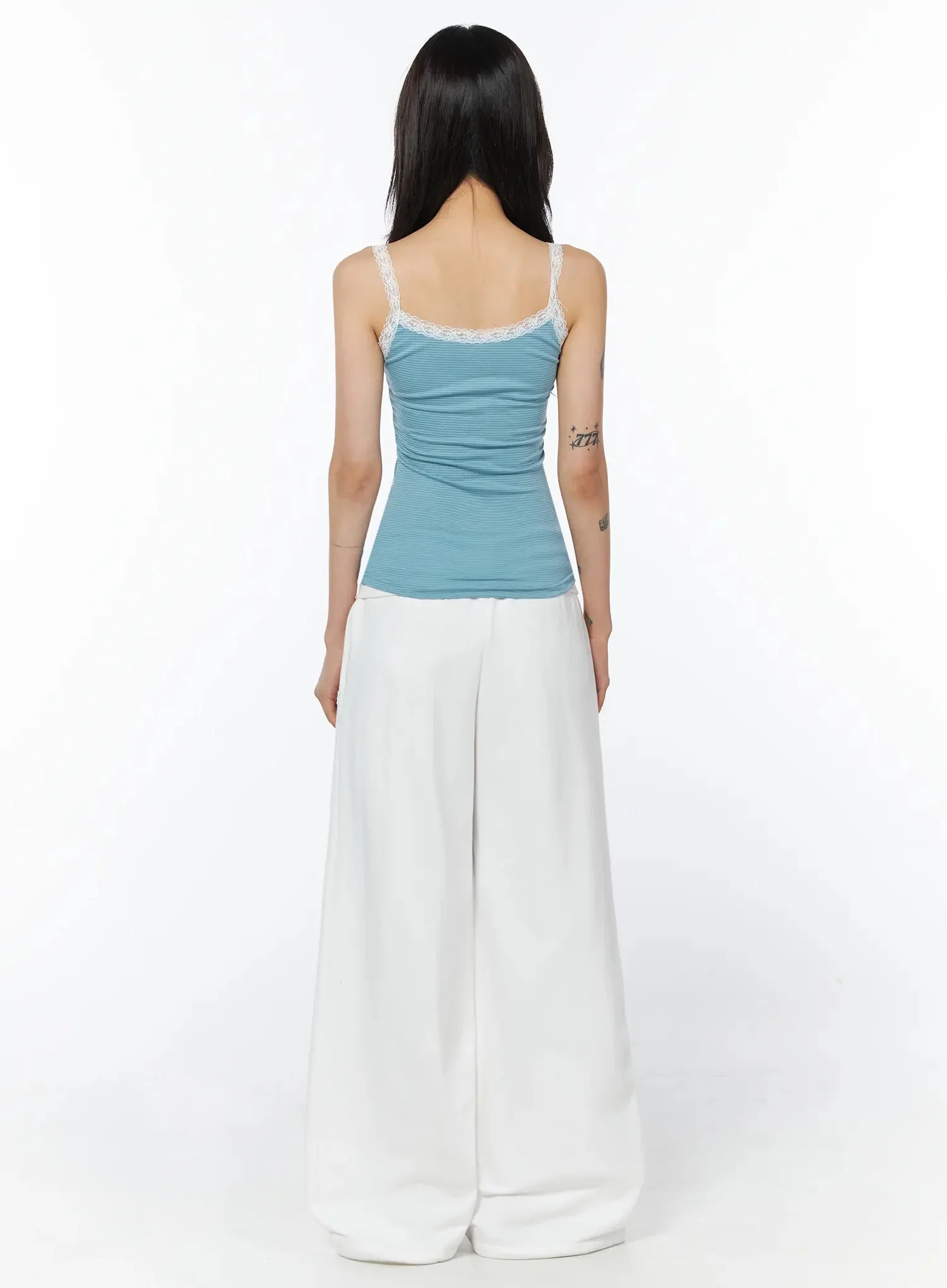 Lace Trim Striped Cami Top IU508 - Image 5