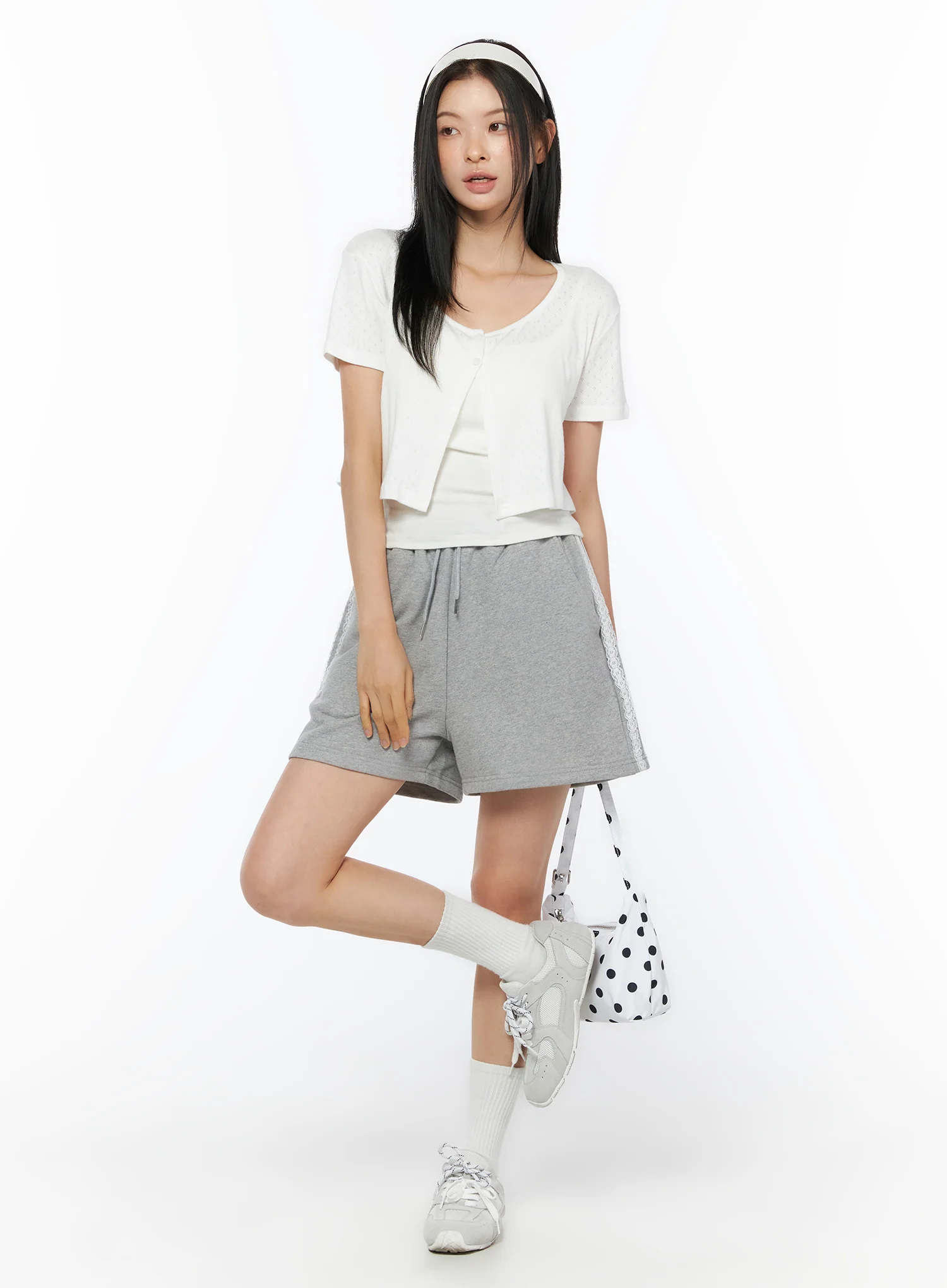 Lace Trim Track Shorts IU519 - Image 3