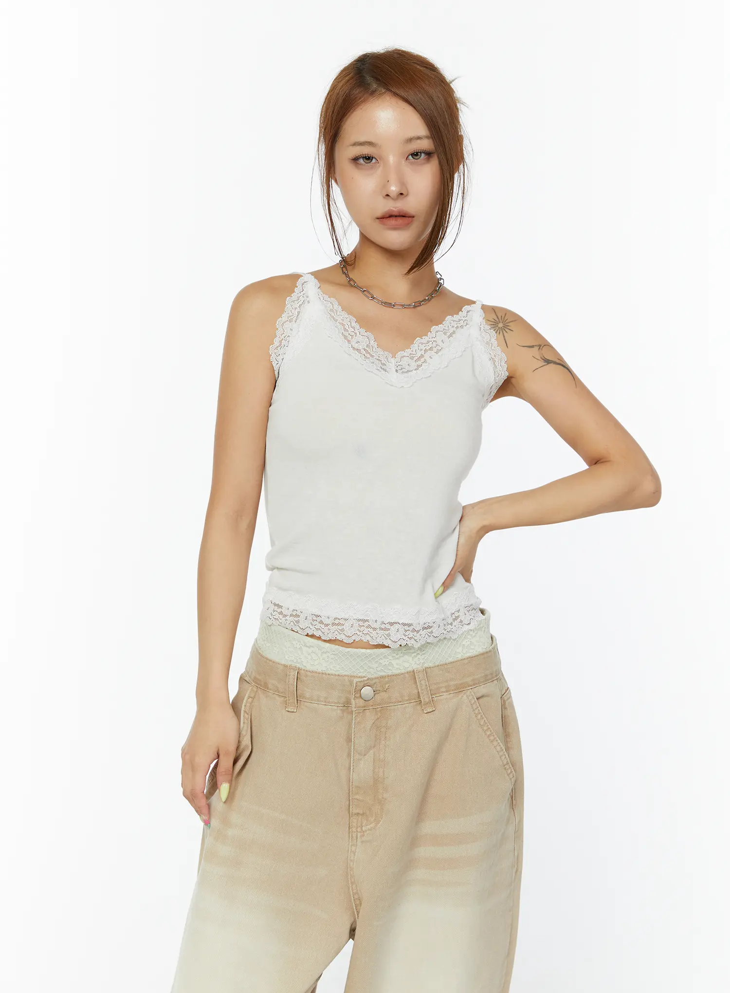 Lace Trim V-Neck Camisole CY521 - Image 4