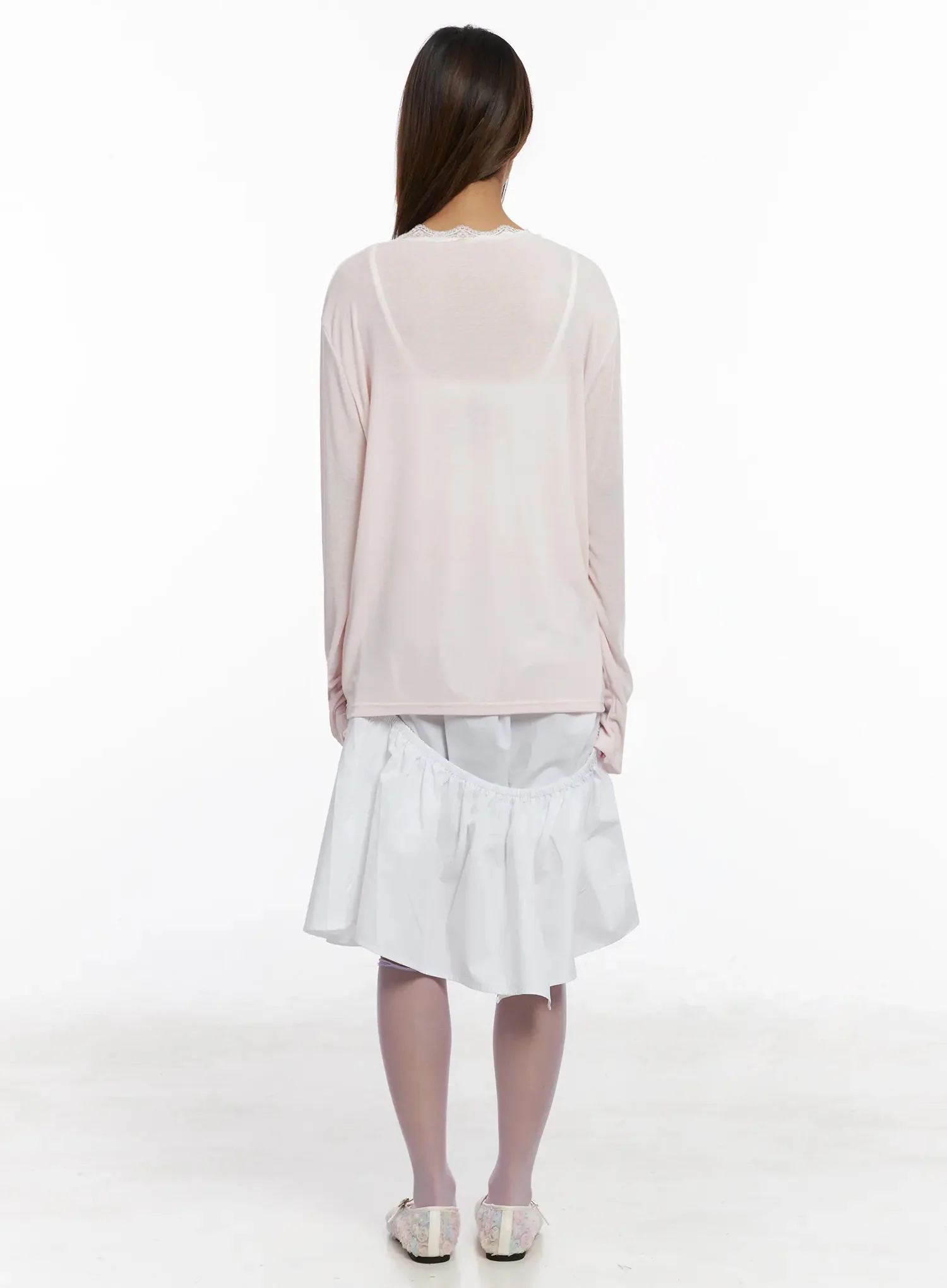 Lace Trim V-Neck Relaxed Top IY504 - Image 12