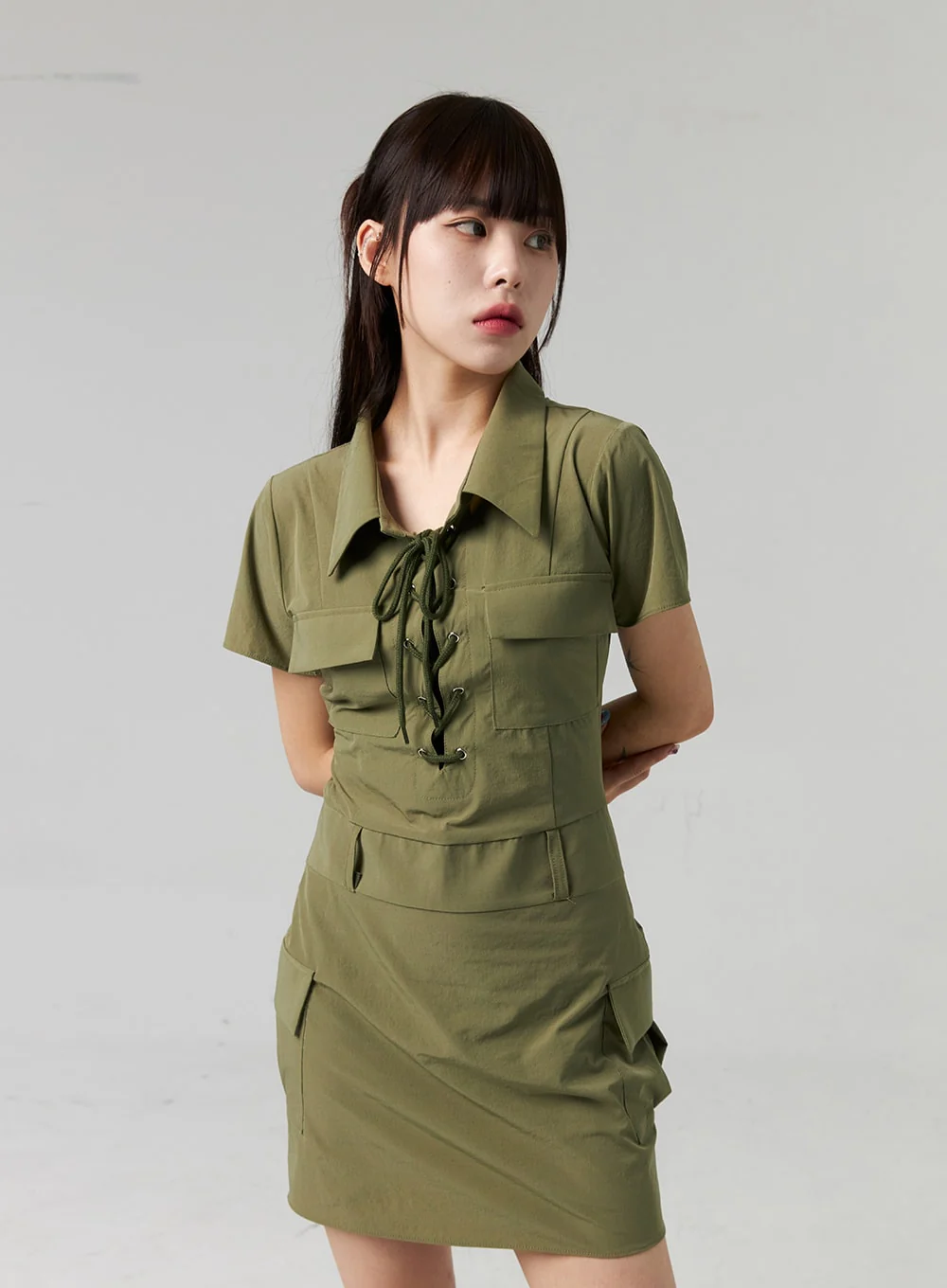Lace-Up Mini Dress CL321 - Image 10