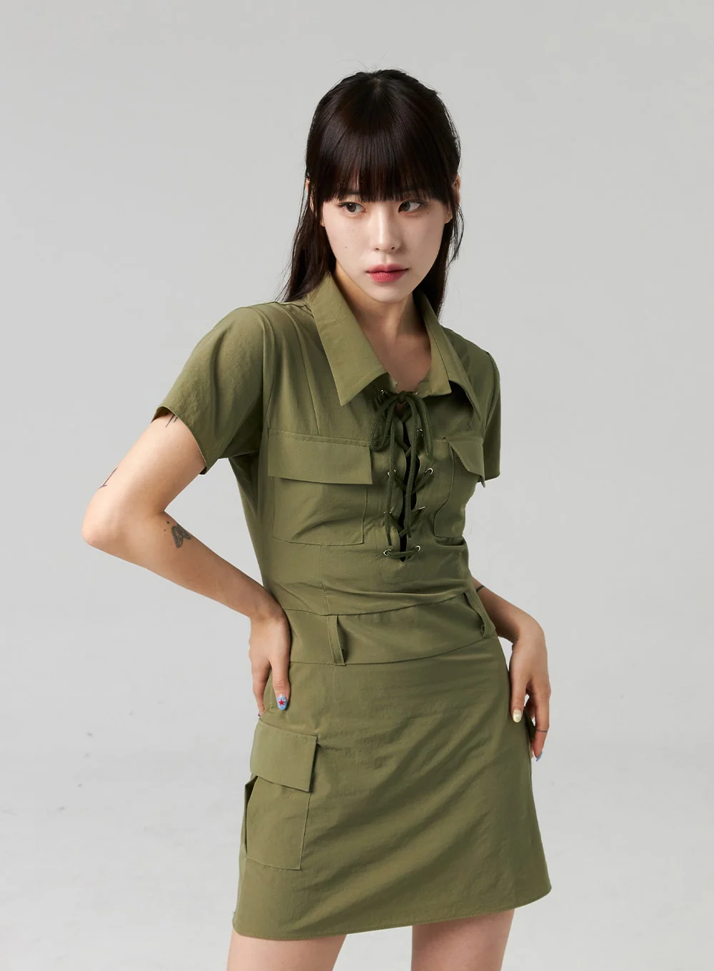 Lace-Up Mini Dress CL321 - Image 5