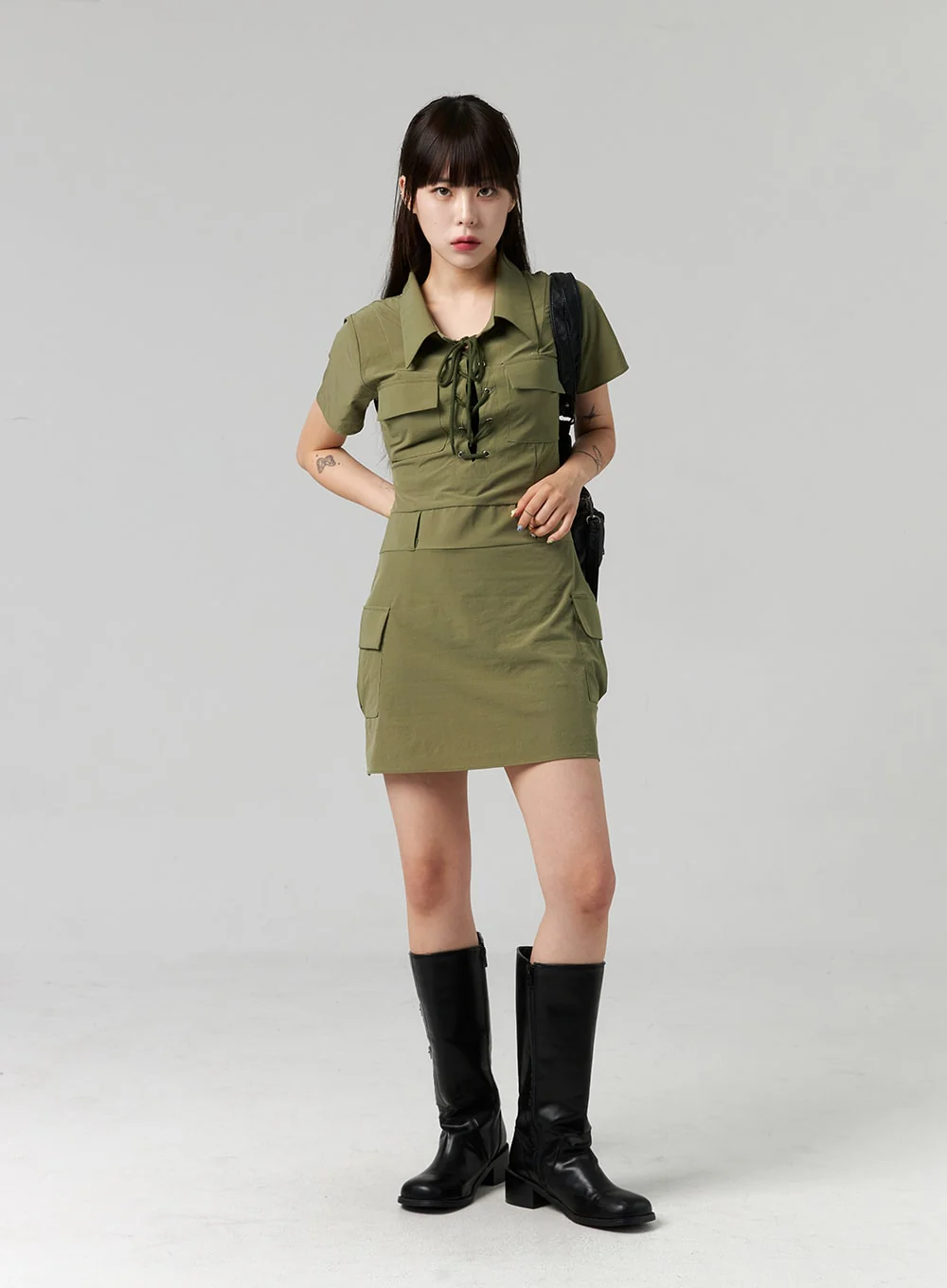 Lace-Up Mini Dress CL321 - Image 7