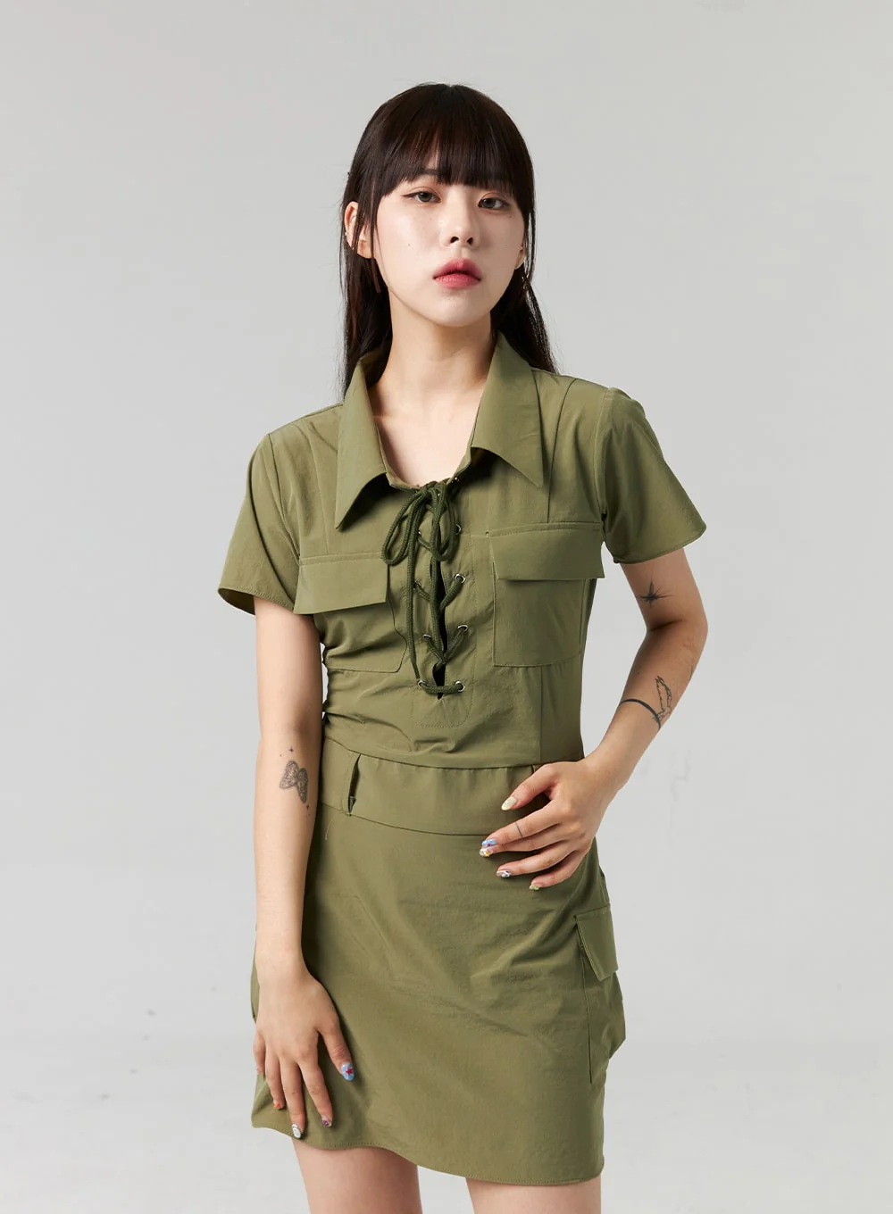 Lace-Up Mini Dress CL321 - Image 9
