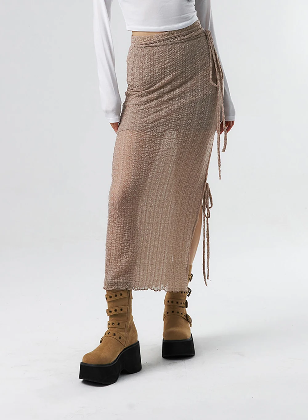 Lace X Strap Maxi Skirt IS327 - Image 8