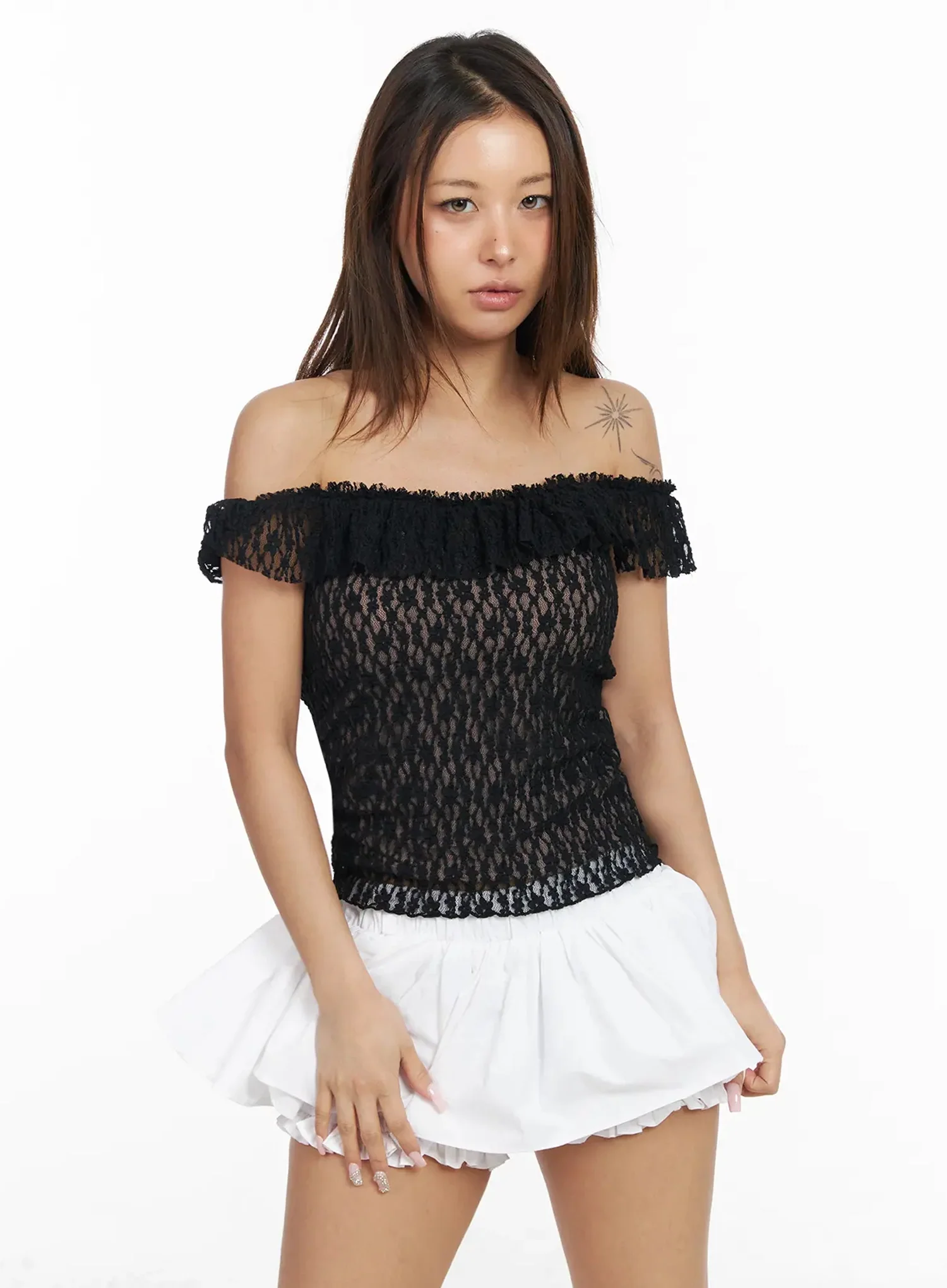 Laced Off-Shoulder Top IA527 - Image 15