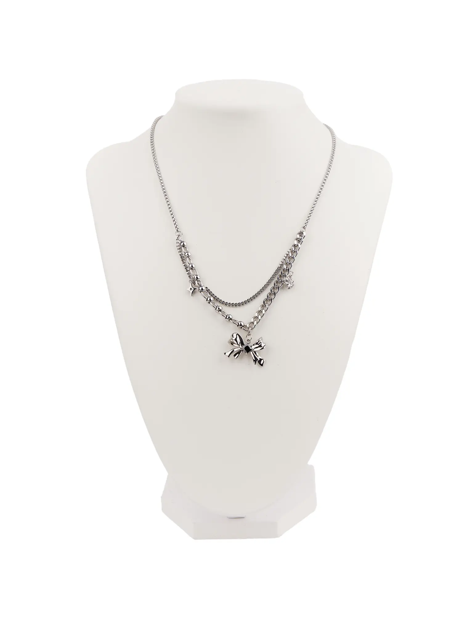 Layered Bow Charm Necklace CM505 - Image 3