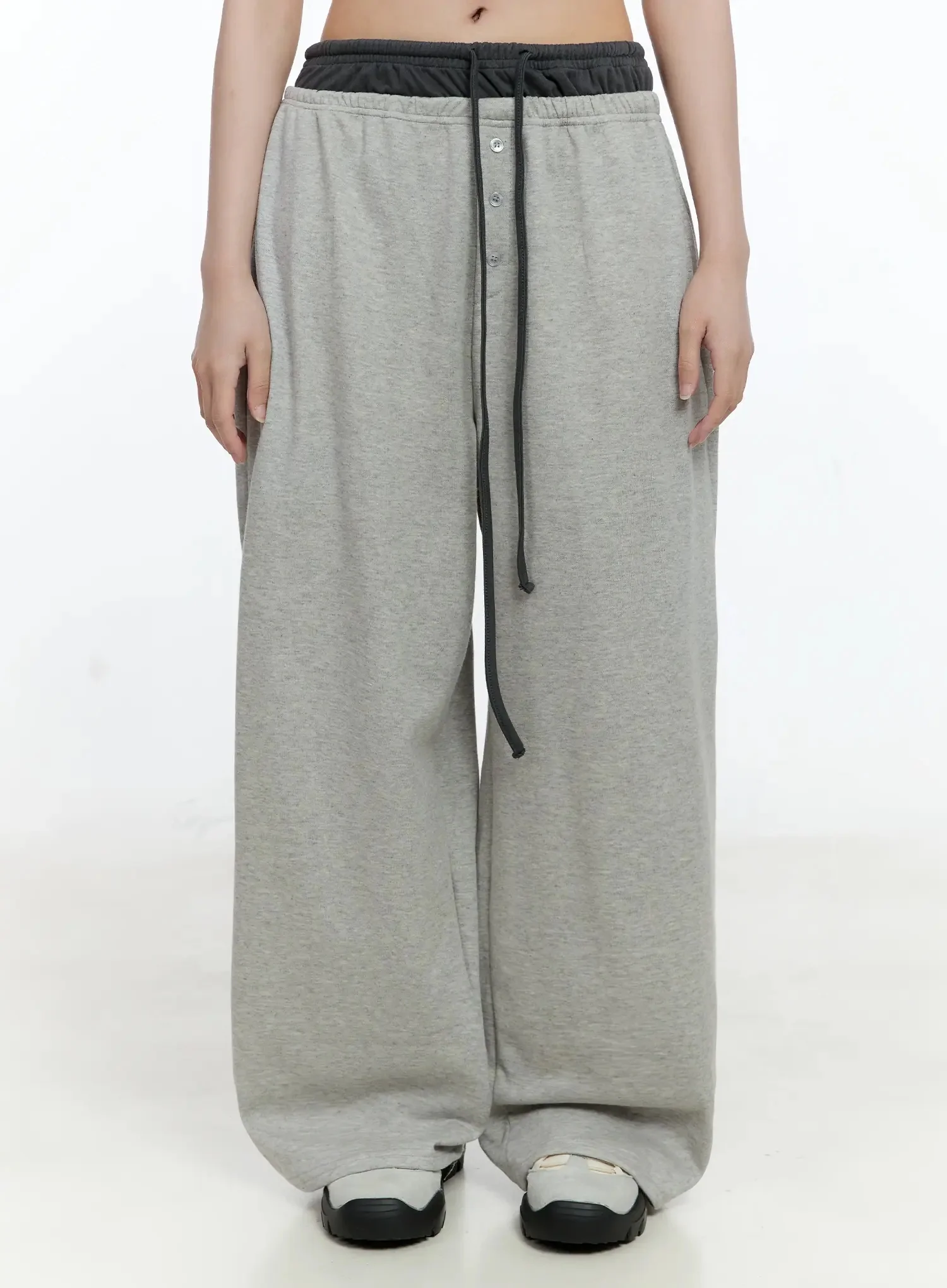 Layered Button Baggy Sweatpants IO527 - Image 4