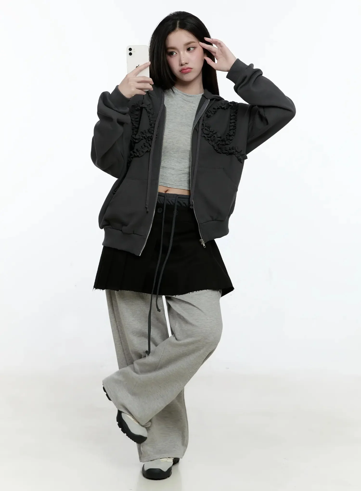 Layered Button Baggy Sweatpants IO527 - Image 7
