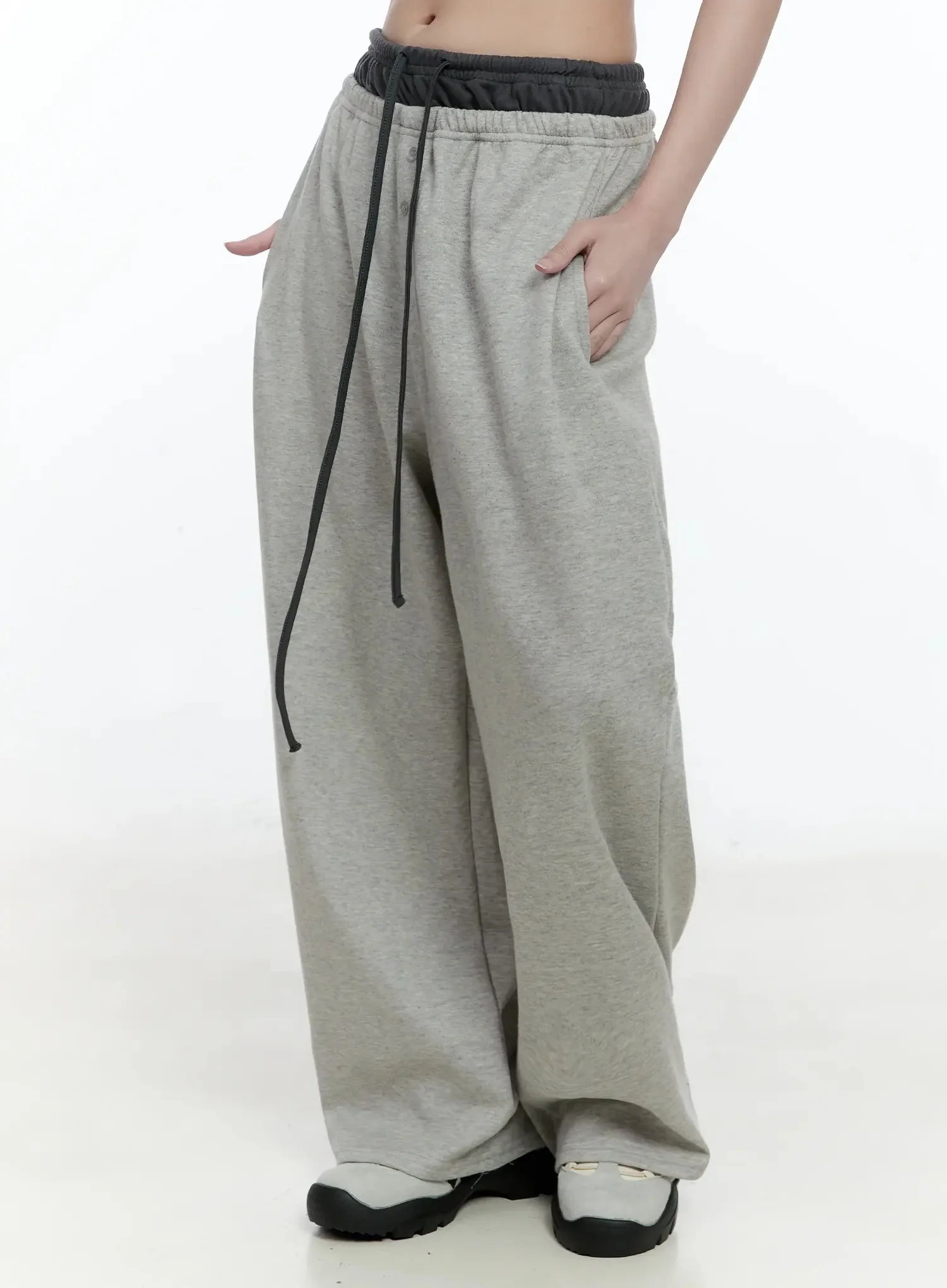 Layered Button Baggy Sweatpants IO527 - Image 9