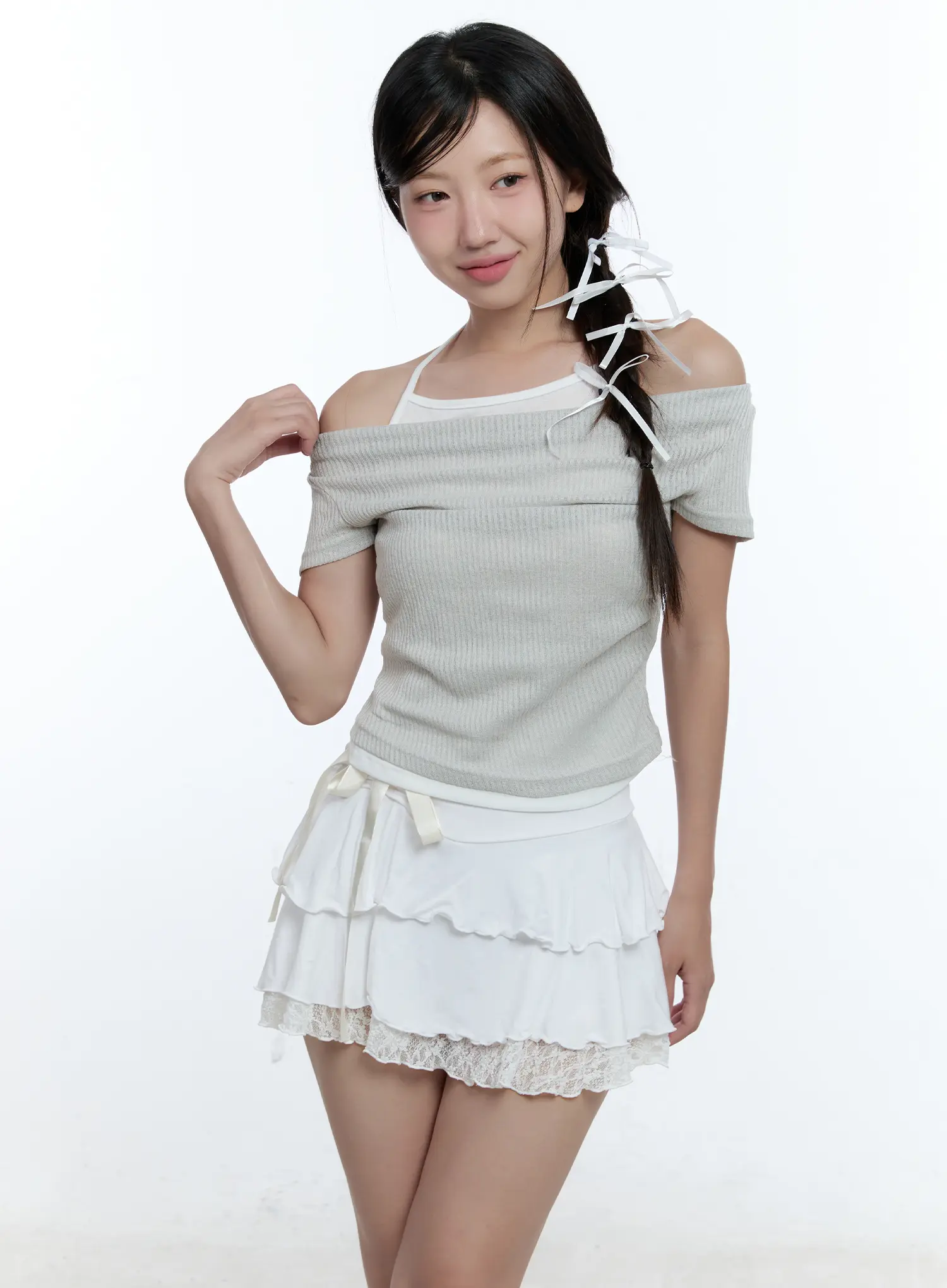 Layered Halter Neck Crop Top CU527