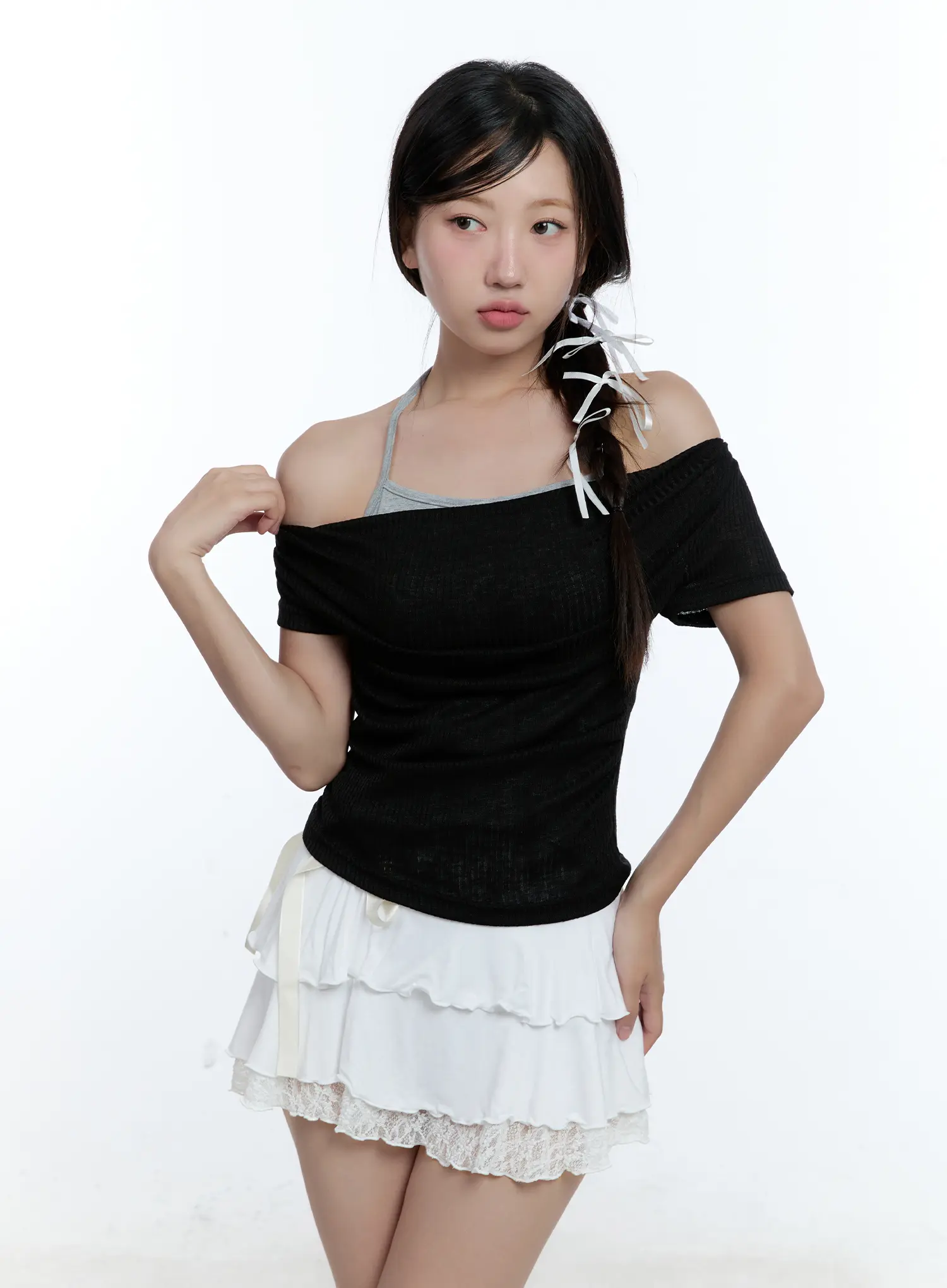 Layered Halter Neck Crop Top CU527 - Image 11