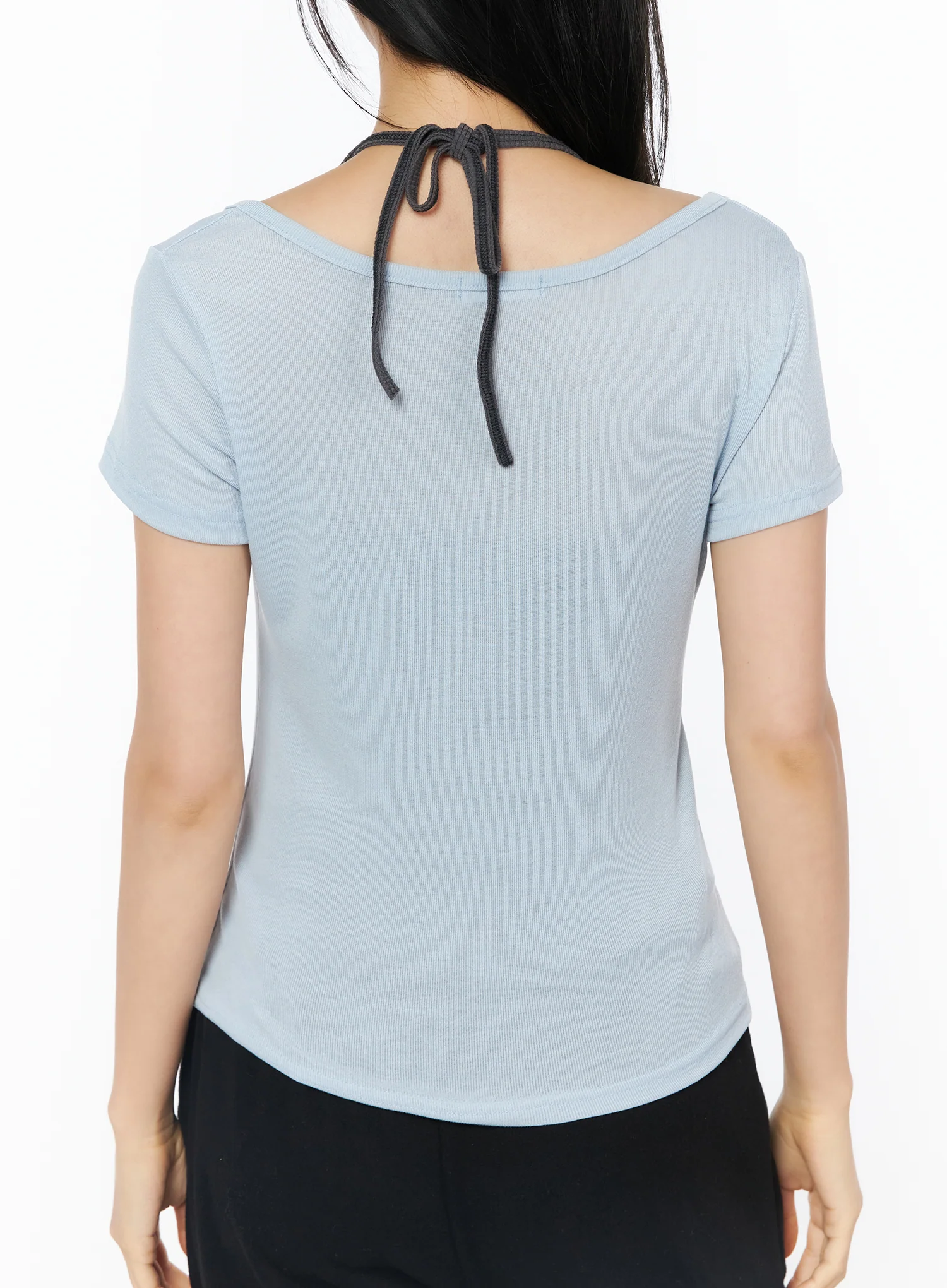 Layered Halter Neck Short Sleeve Top IU516 - Image 6