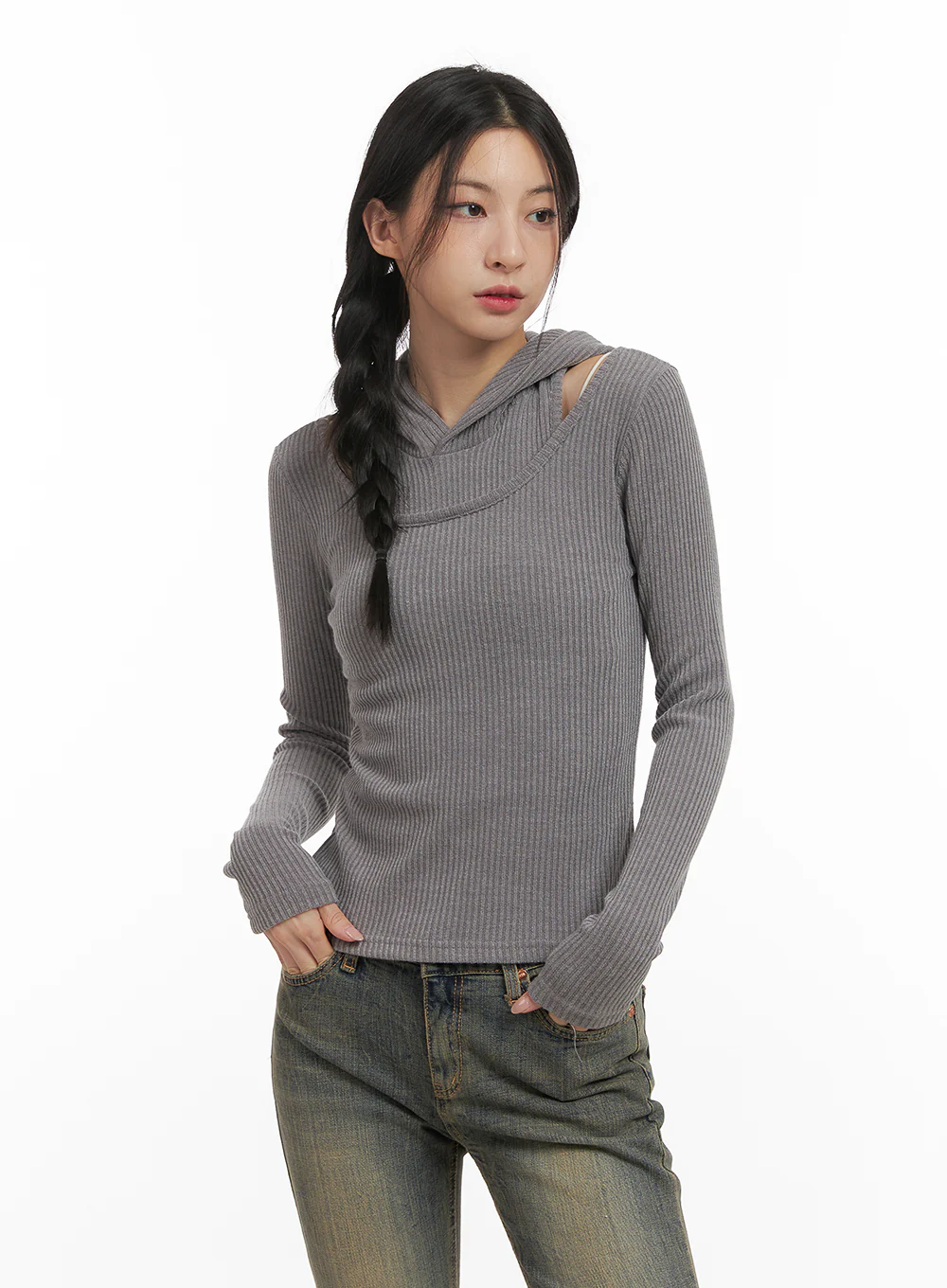 Layered Hooded Crop Top CN428 - Image 9