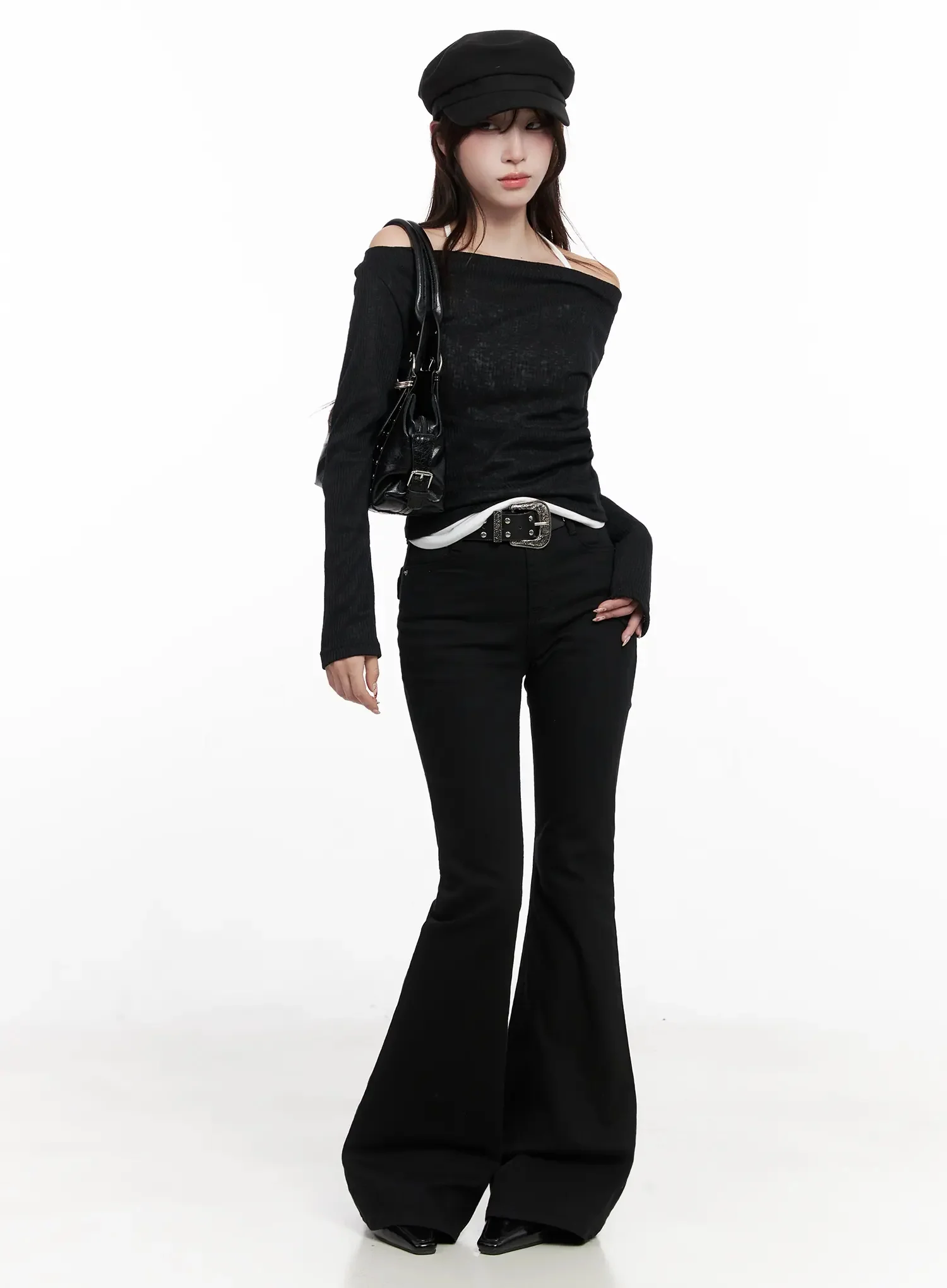 Layered Off-Shoulder Knit Top IO527 - Image 2