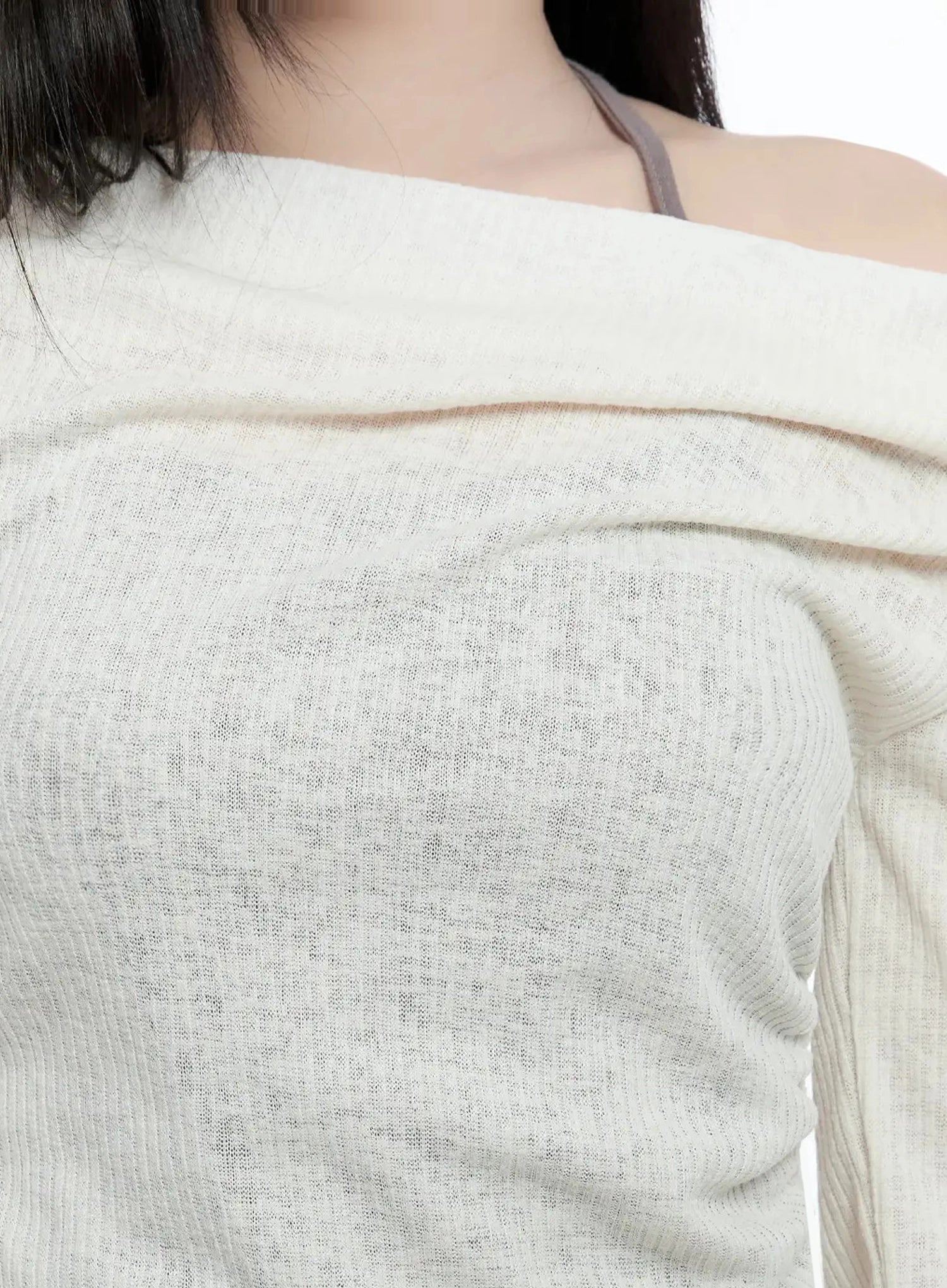 Layered Off-Shoulder Knit Top IO527 - Image 3