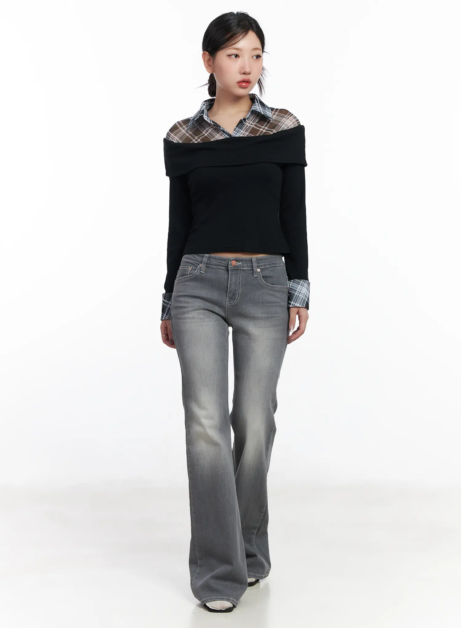 Layered Off Shoulder Long Sleeve Top CJ530 - Image 2