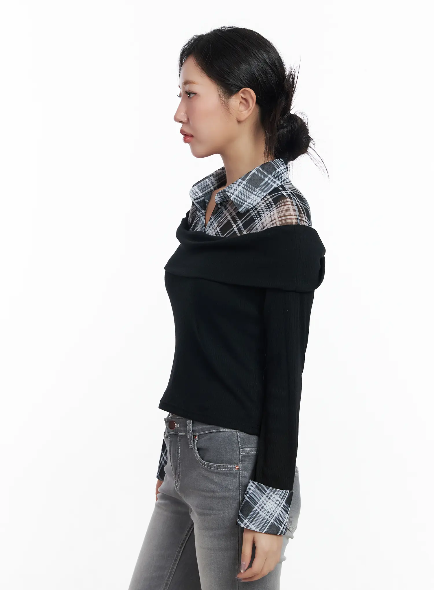 Layered Off Shoulder Long Sleeve Top CJ530 - Image 5