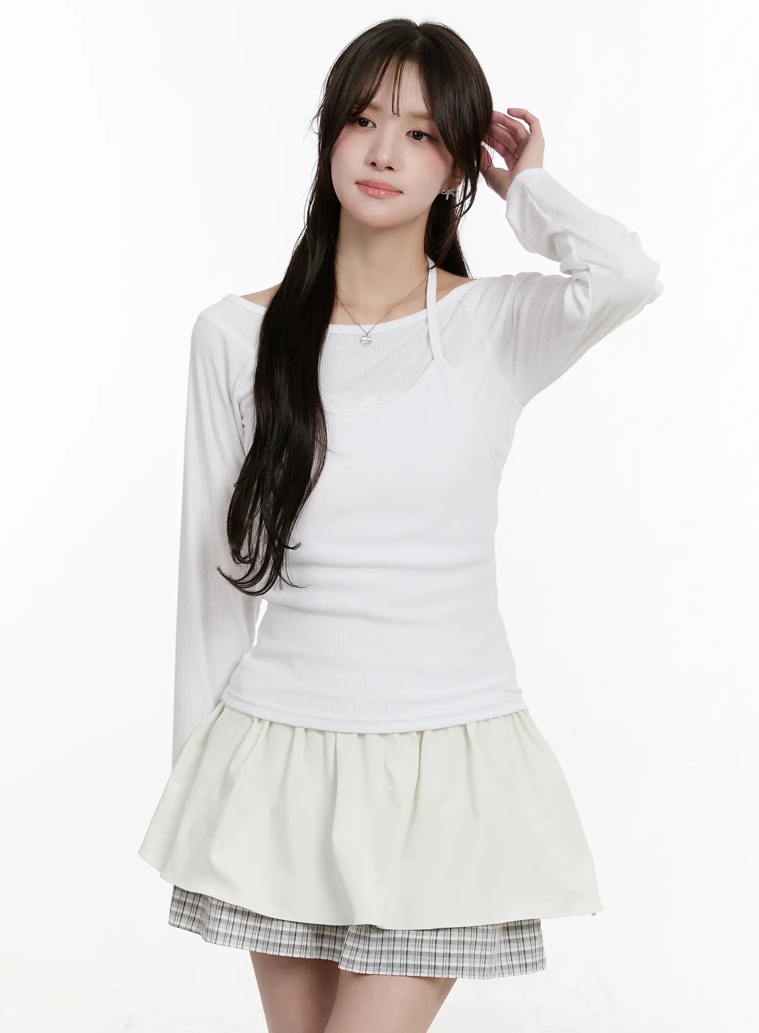 Layered Off-Shoulder Long Sleeve Top CM510