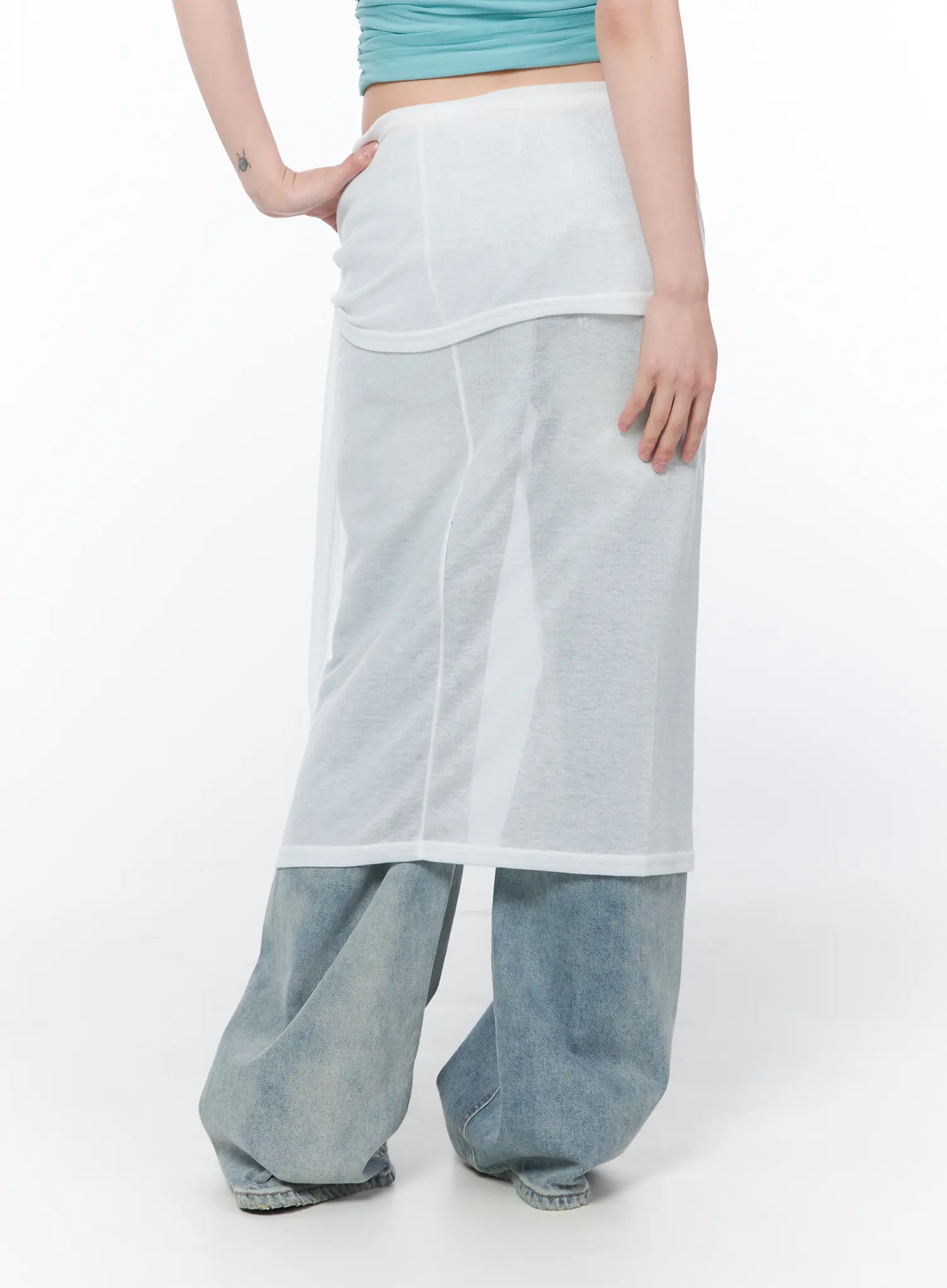 Layered Sheer Midi Wrap Skirt CA529 - Image 6