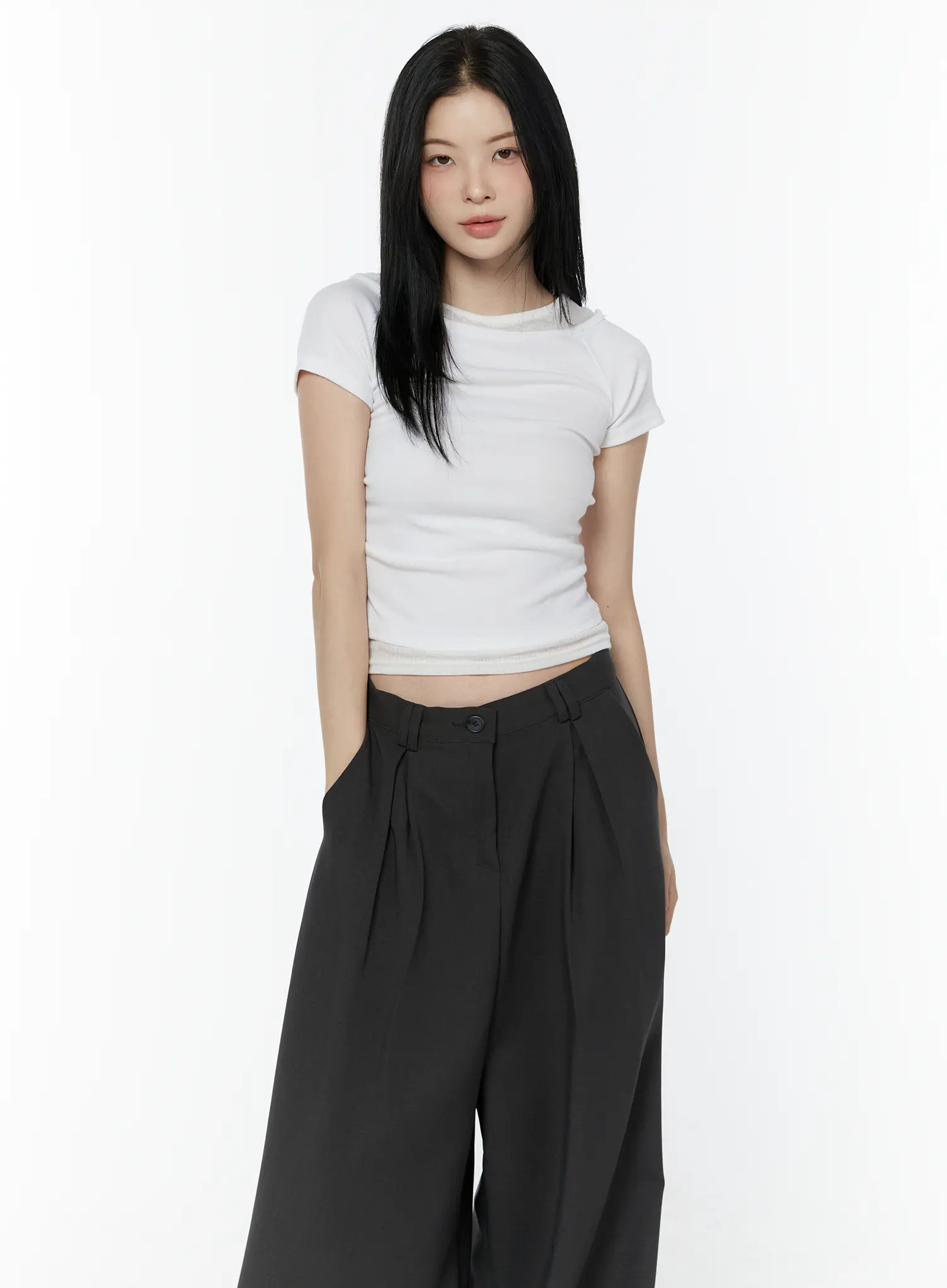 Layered Shirred Short Sleeve Tee IU503 - Image 6