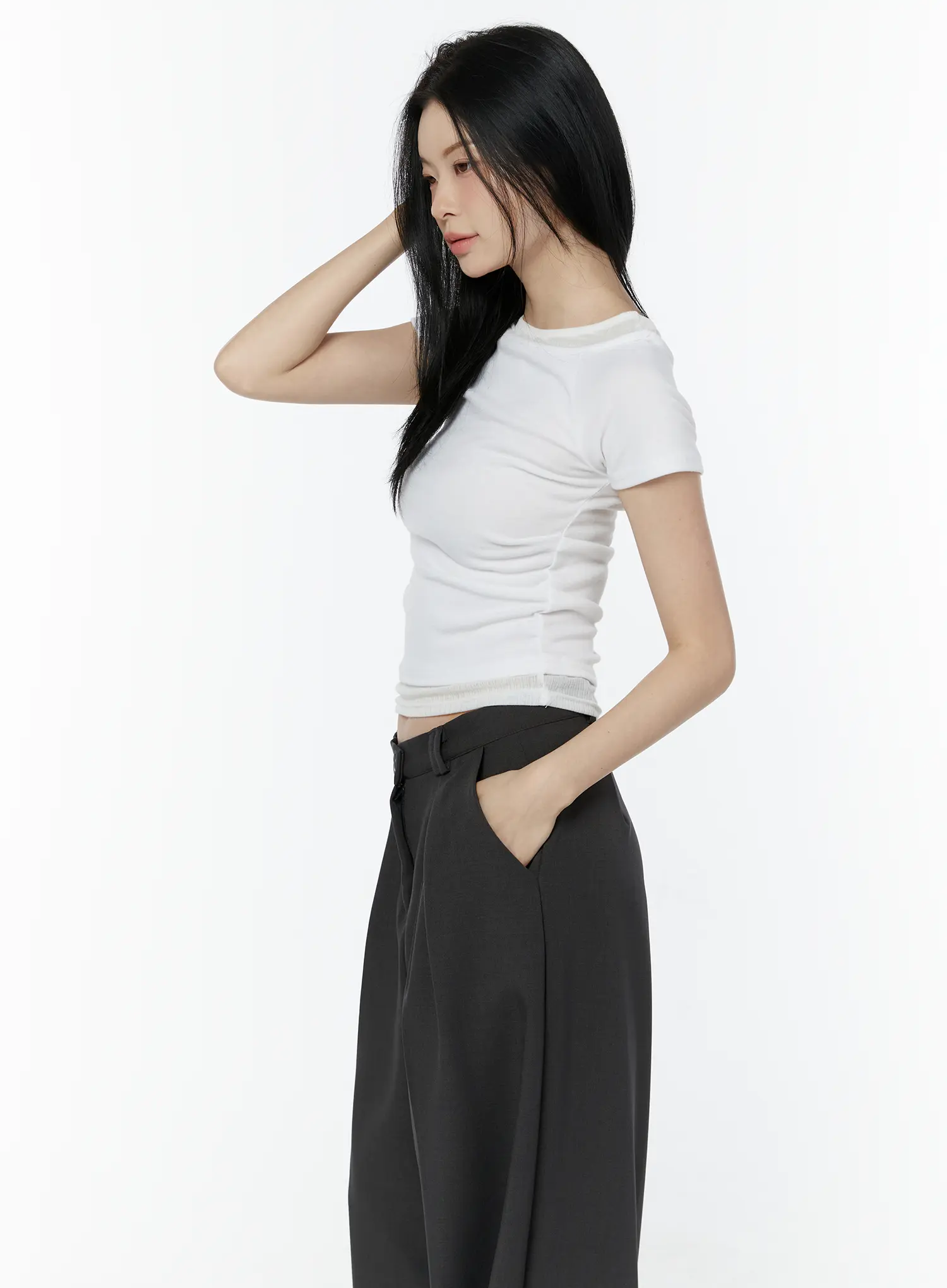 Layered Shirred Short Sleeve Tee IU503 - Image 8
